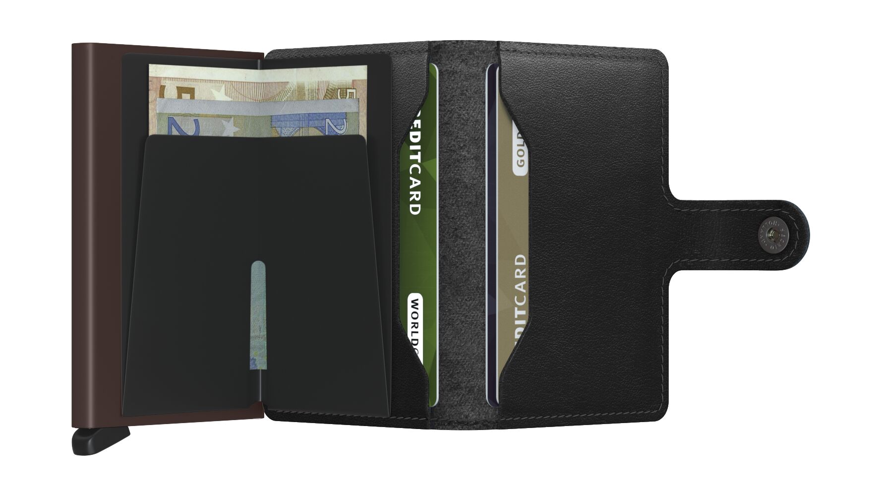 Secrid Miniwallet Original Black-Brown – geöffnet