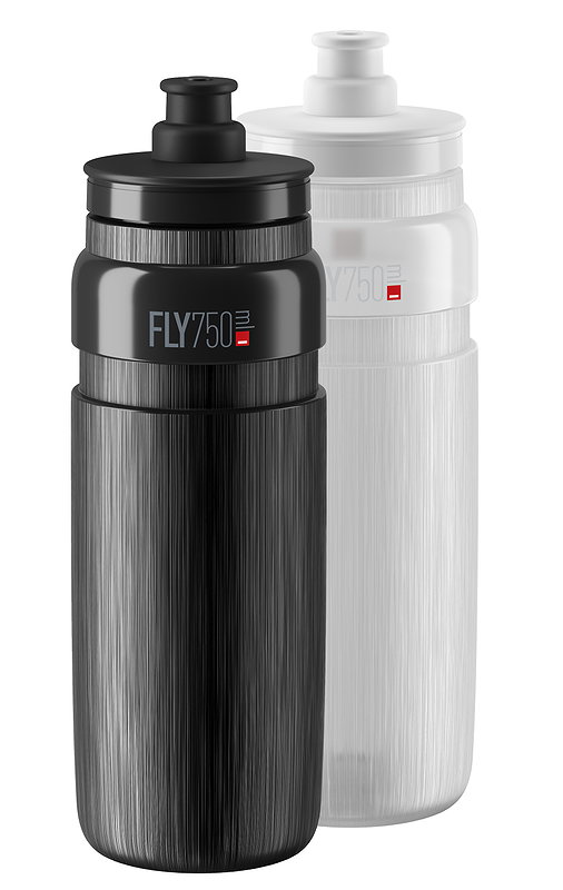 Elite Trinkflasche FLY Tex klar, graue Graphik 0,75 L