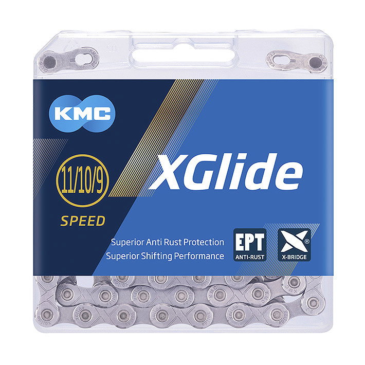KMC Fahrrad Kette X-Glide EPT 9/10/11-fach silber 126 Glieder, 1/2" x 11/128"