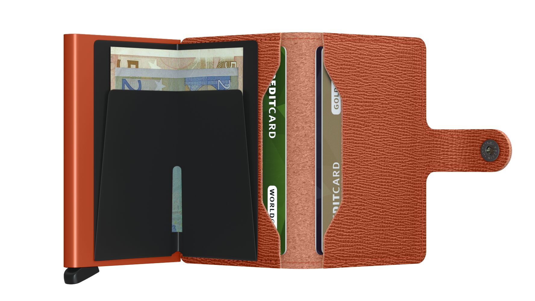 Secrid Miniwallet Crisple Pumpkin – geöffnet