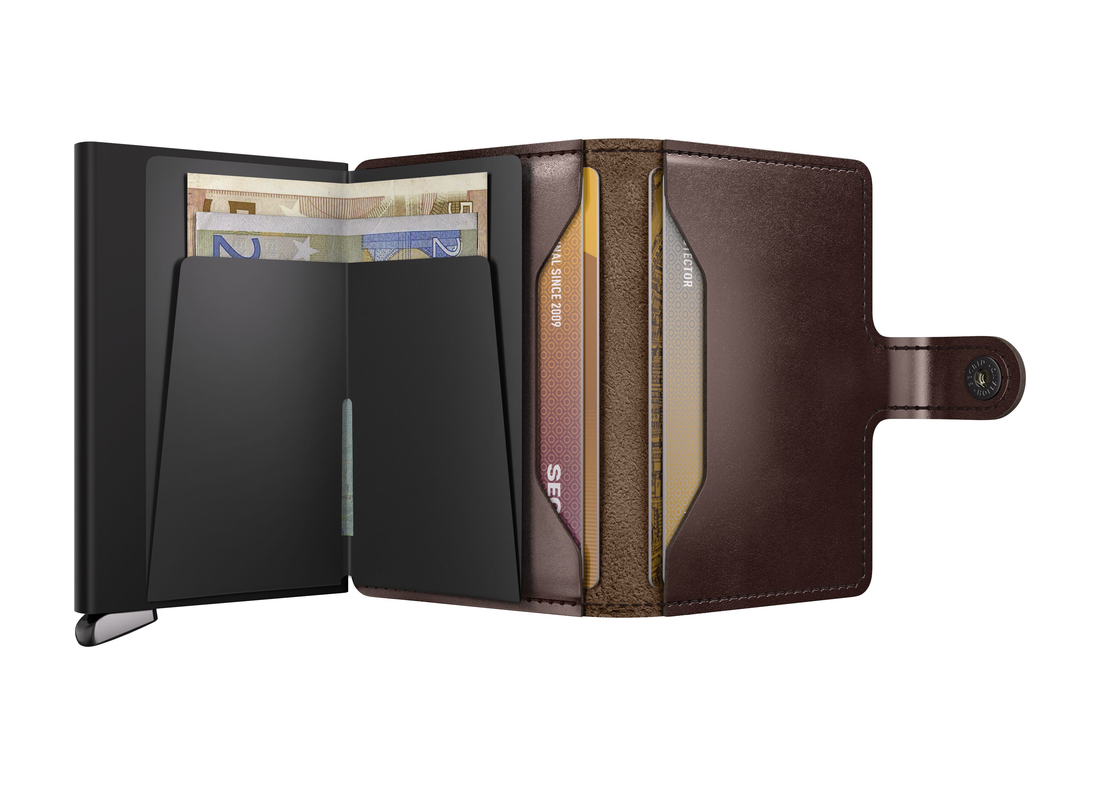 Secrid Miniwallet Dusk Dark Brown+ – geöffnet