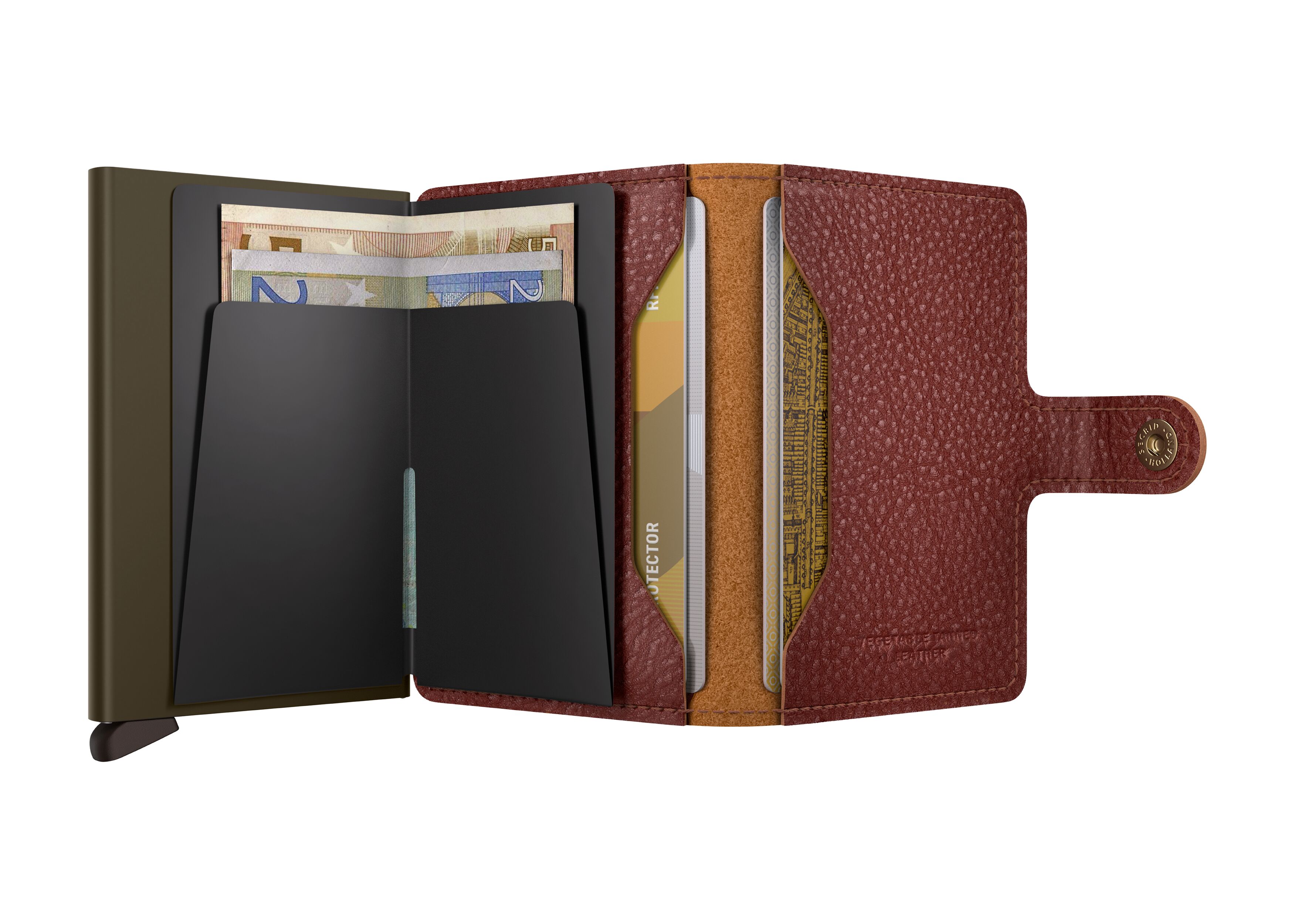 Secrid Miniwallet Vegetable Tanned Tuscan – geöffnet