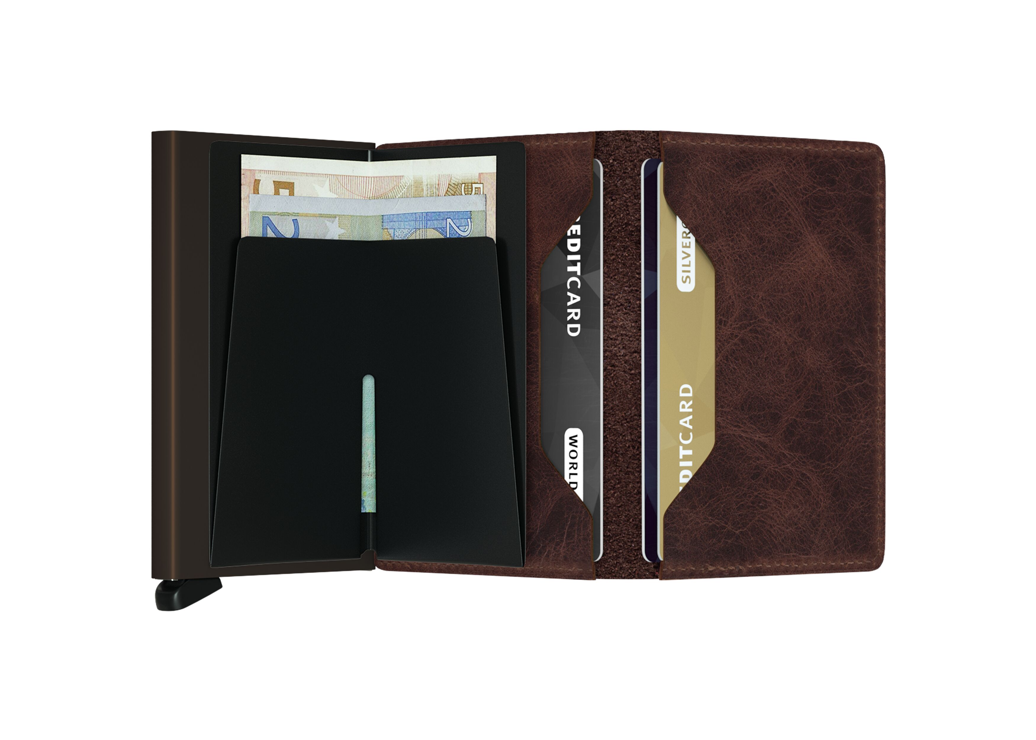 Secrid Slimwallet Vintage Chocolate – geöffnet