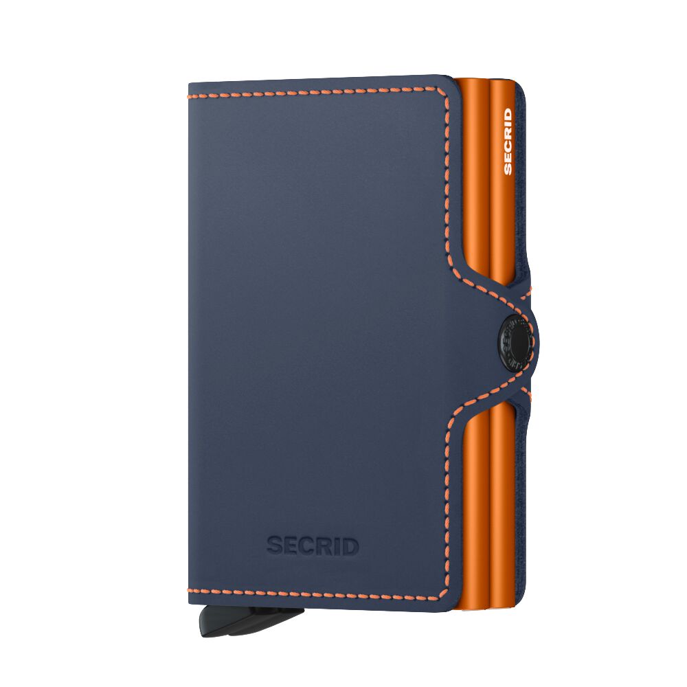 Secrid Twinwallet Matte Night Blue & Orange – Vorderansicht