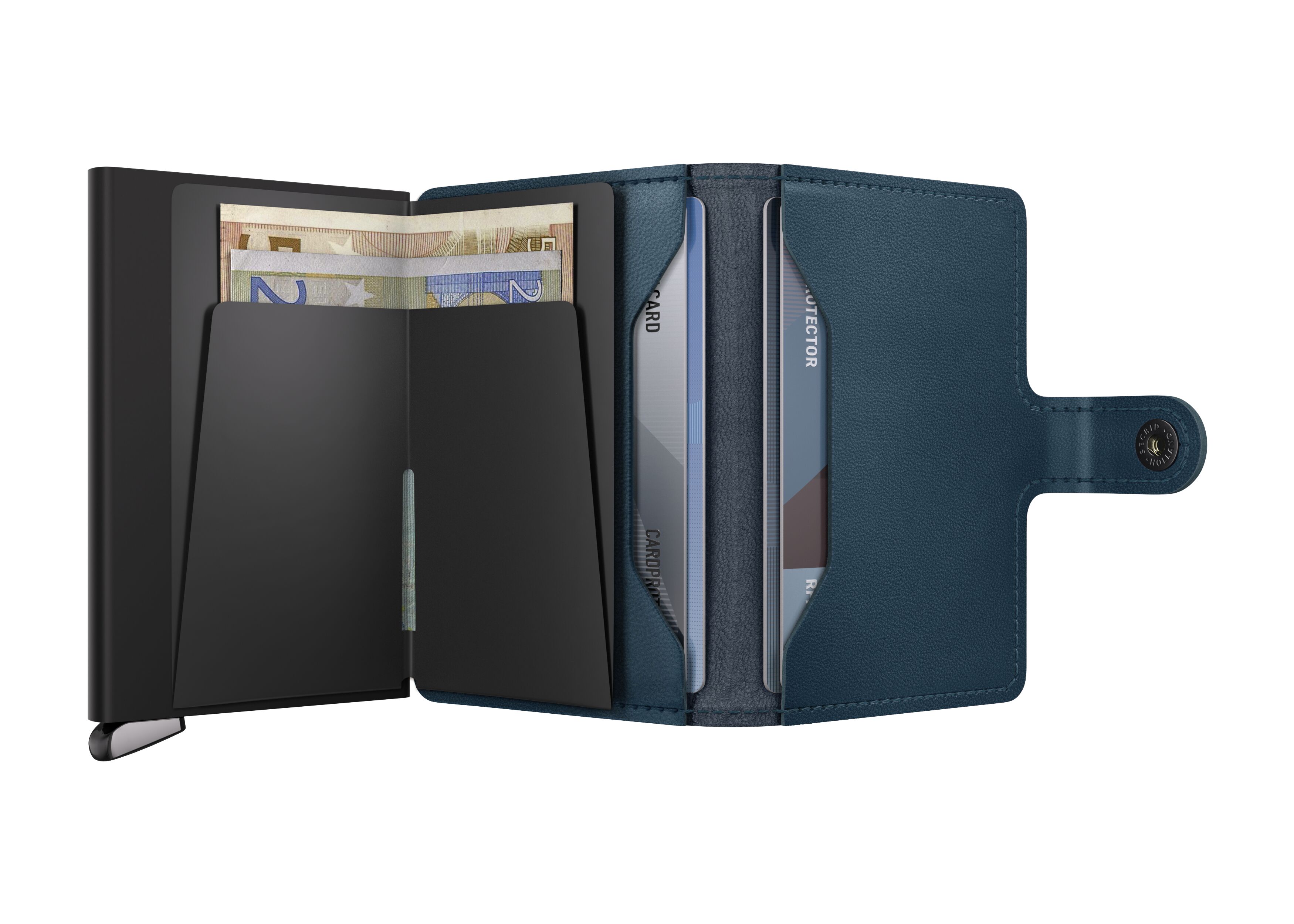 Secrid Miniwallet Emboss Lines Teal+ – geöffnet