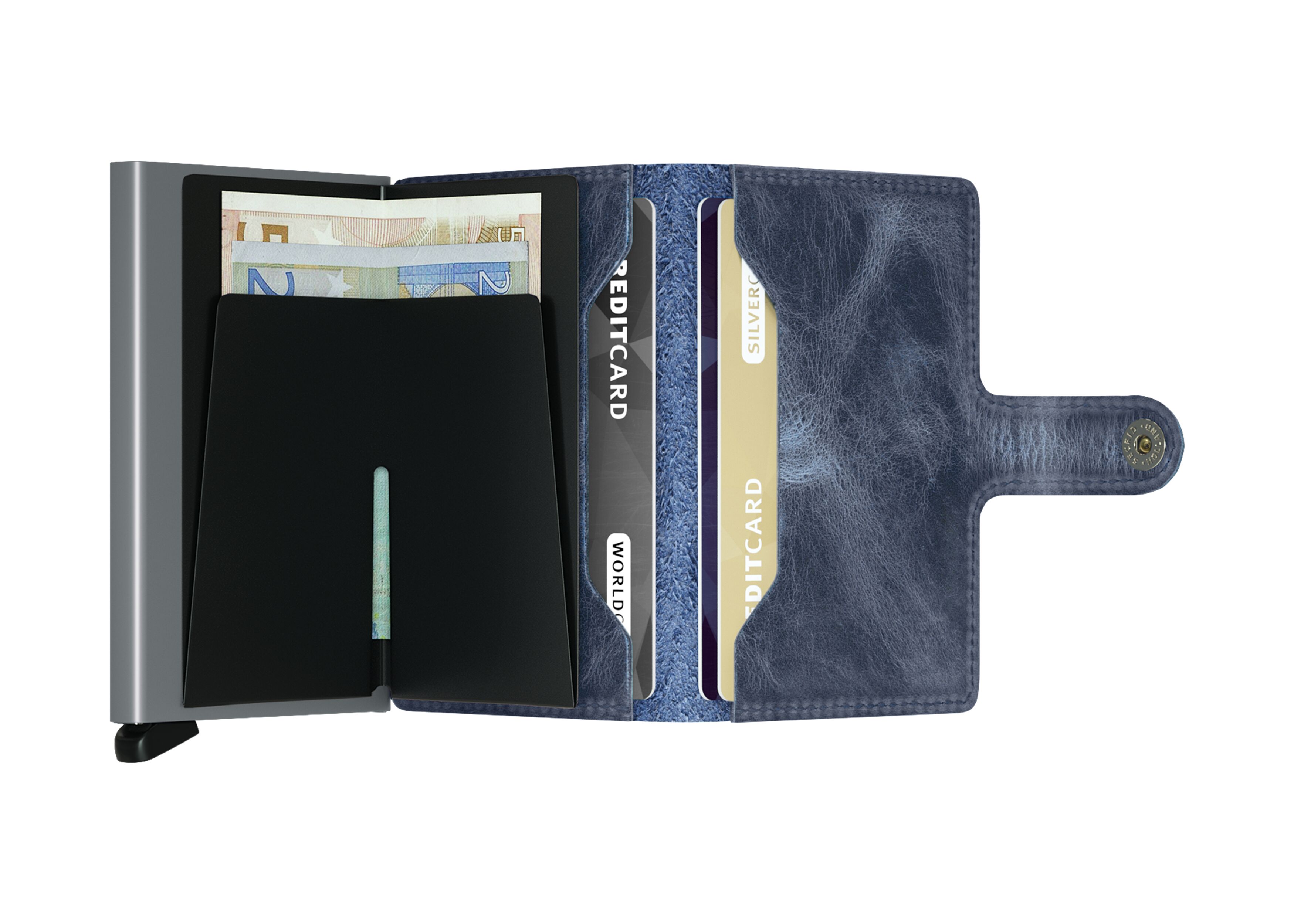 Secrid Miniwallet Vintage Blue – geöffnet