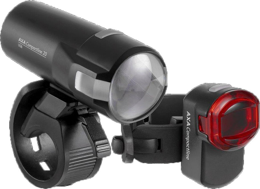 AXA LED Akkuleuchten Set Compactline  20 Lux schwarz