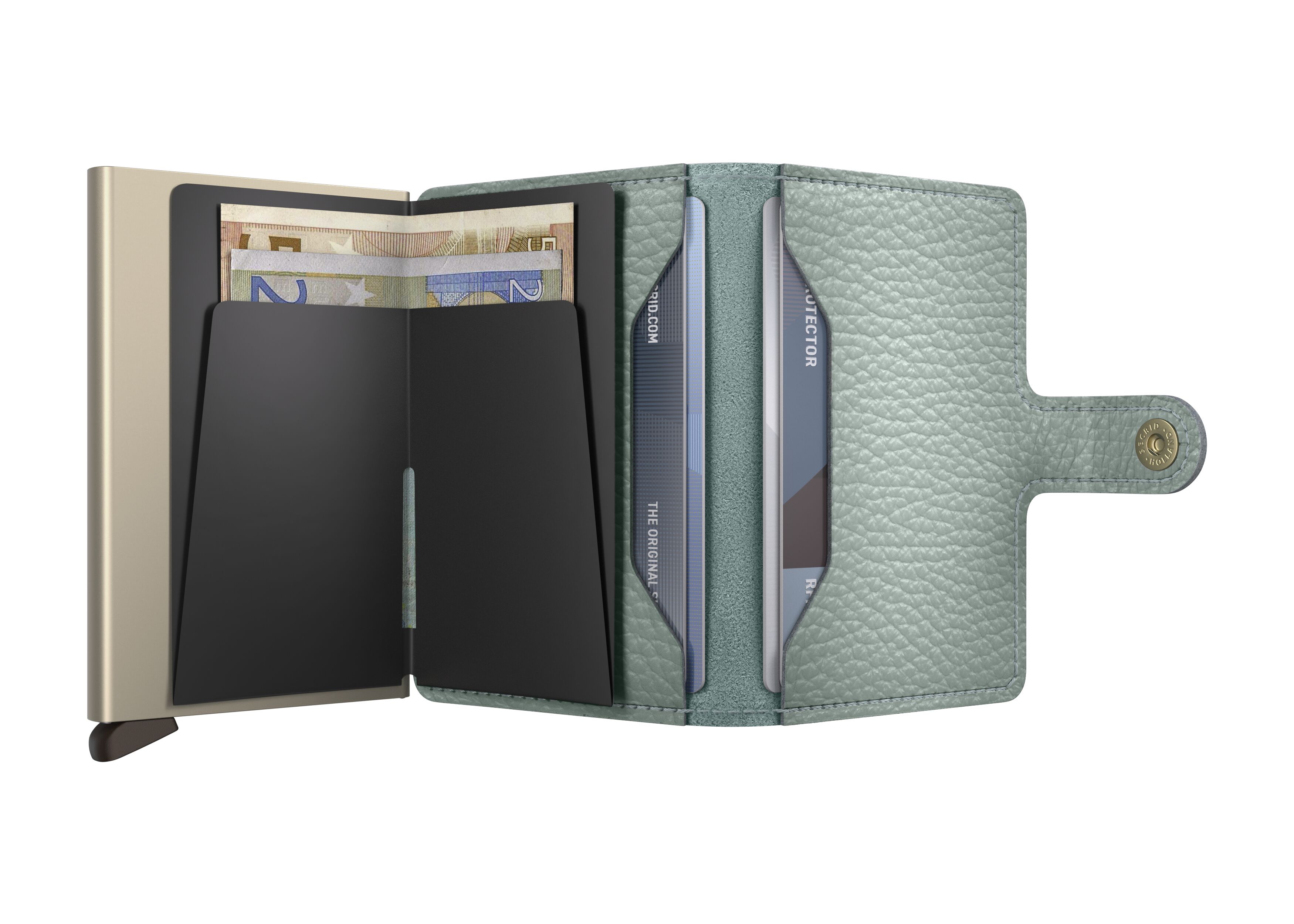 Secrid Miniwallet Pebble Sea Green – geöffnet