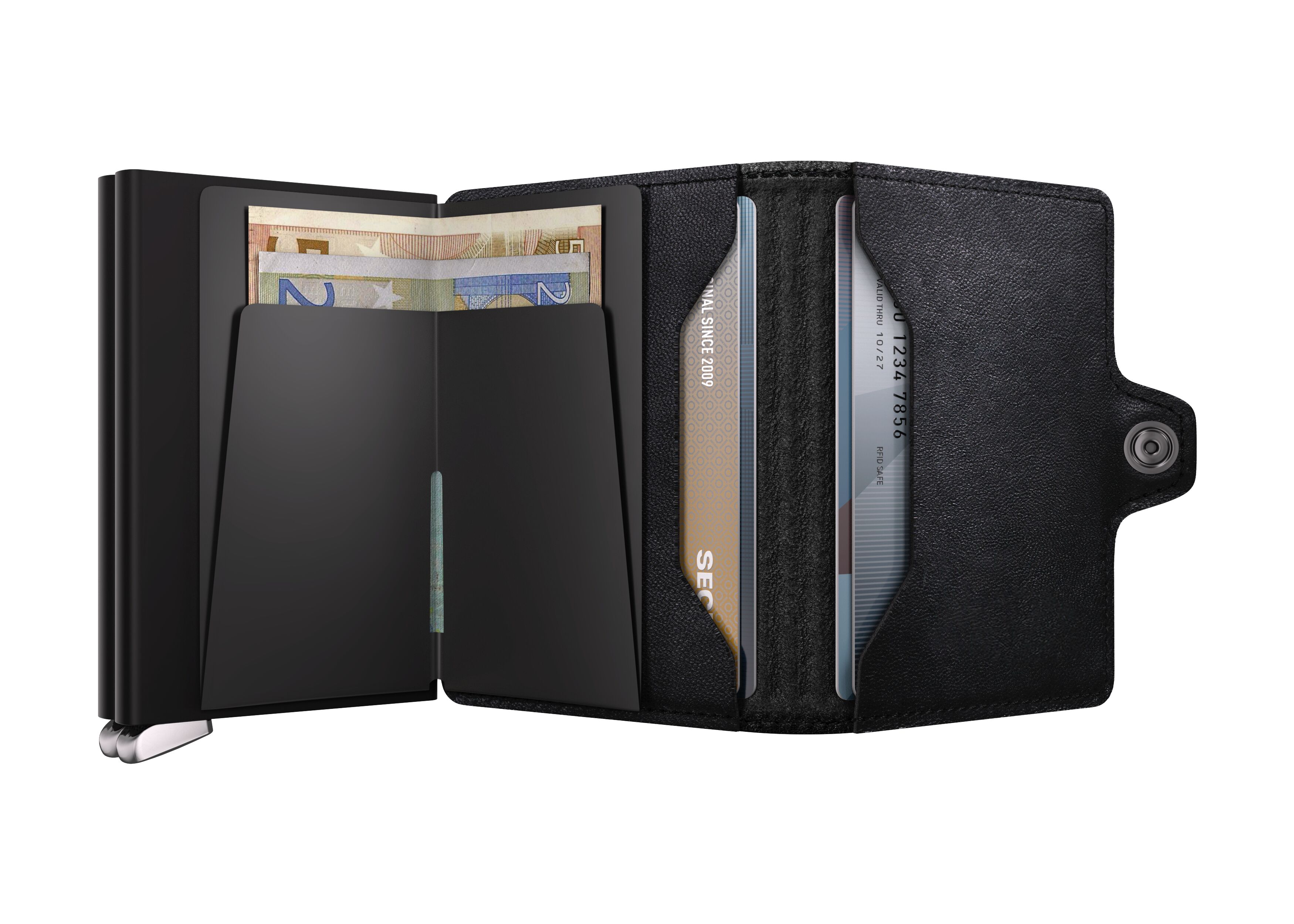 Secrid Twinwallet Emboss Lines Black+ – geöffnet