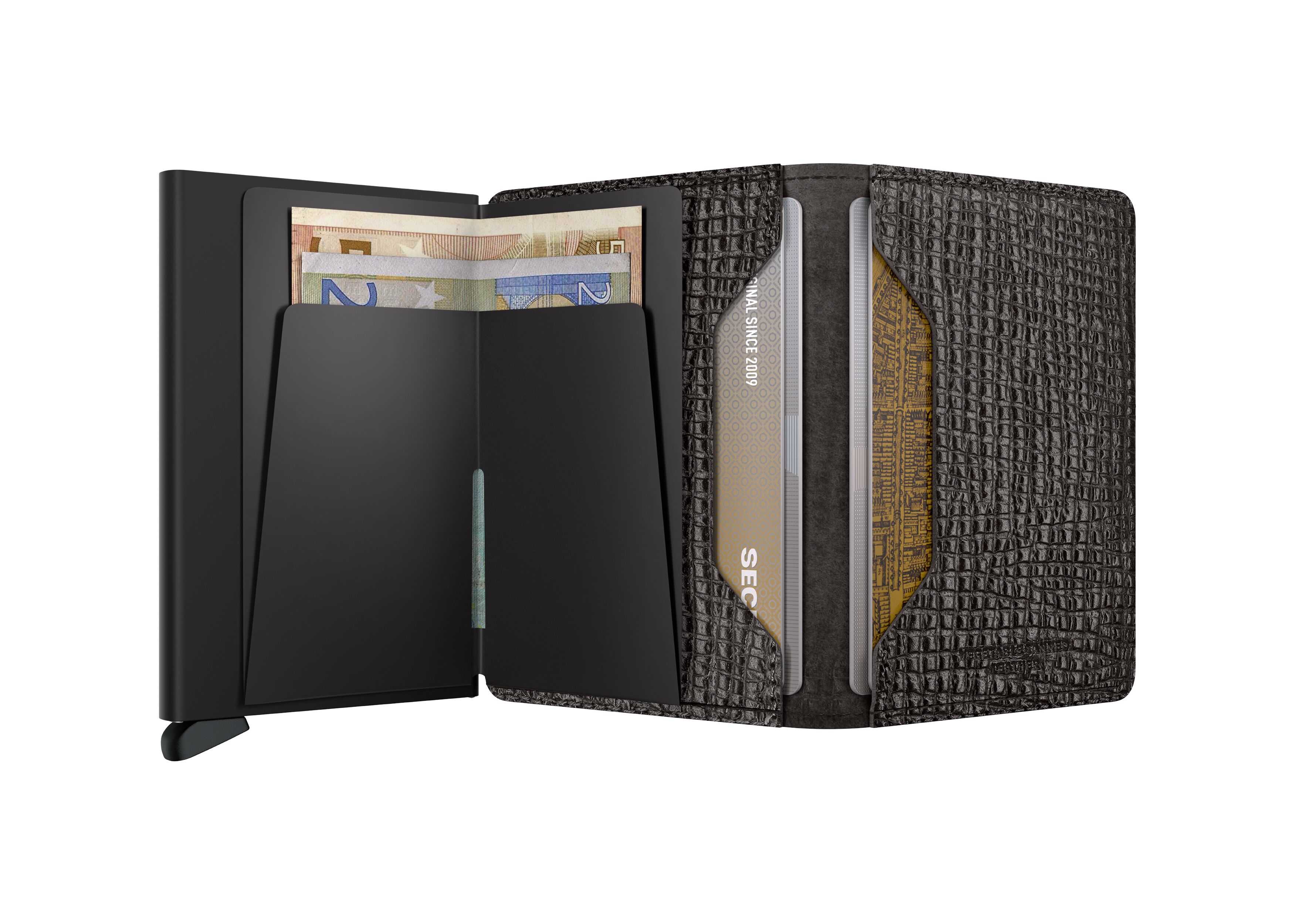Secrid Slimwallet Palmellato Brown – geöffnet