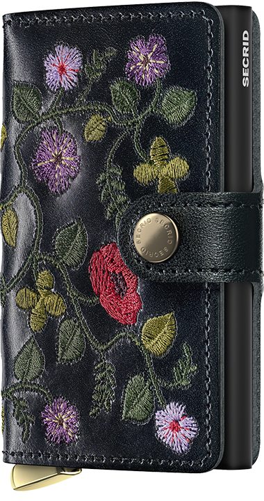 Secrid Miniwallet Stitch Floral Black+ – Vorderansicht