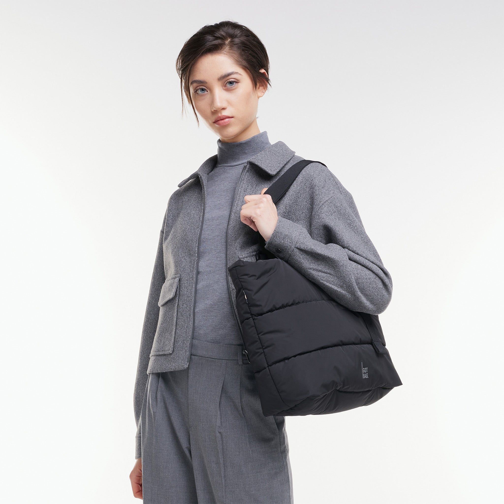 GOT BAG Puffer Tote Bag Monochrome Black