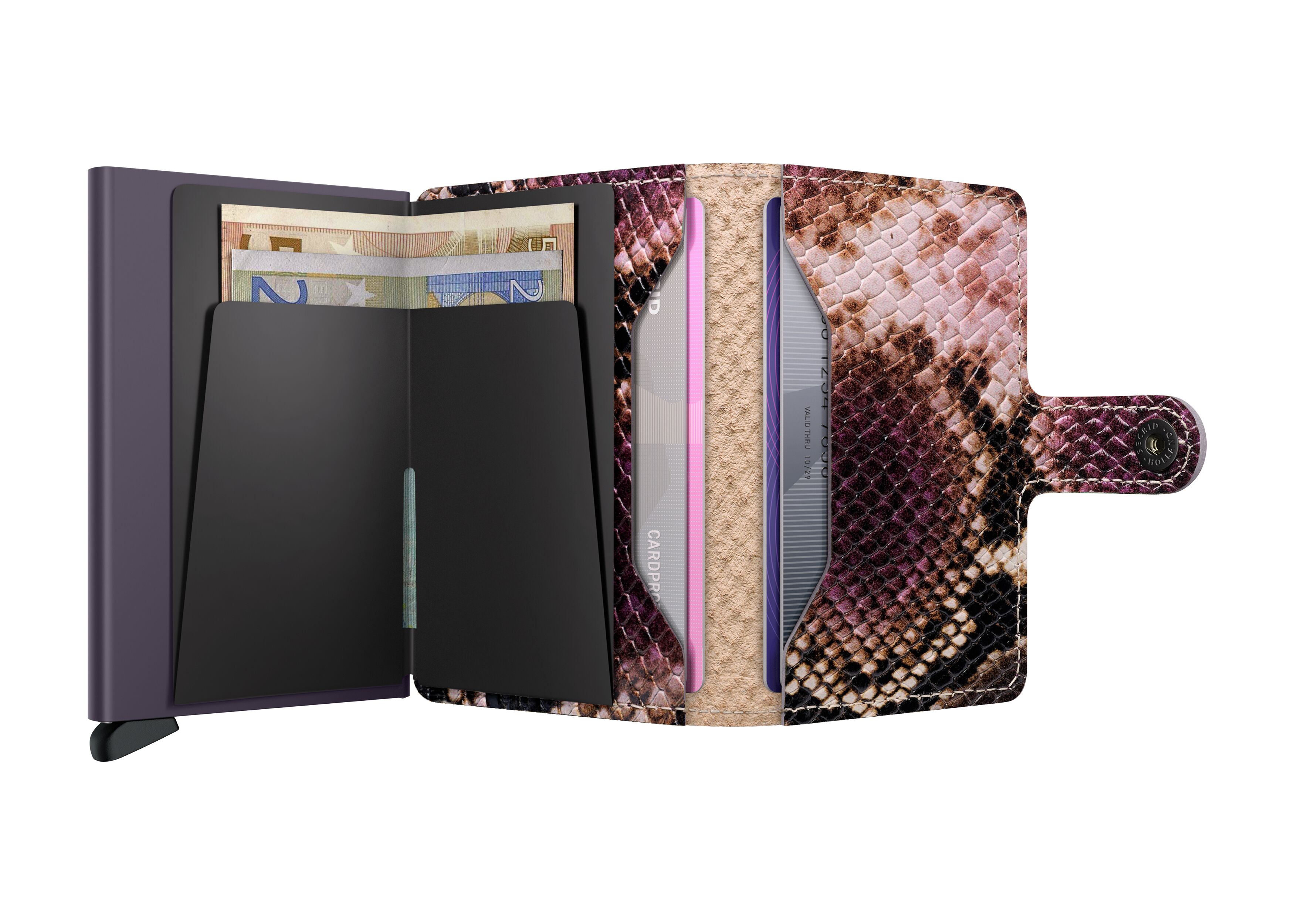 Secrid Miniwallet Serpent Purple – geöffnet