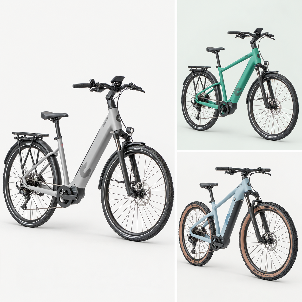 HEPHA Trekking 8 WAVE Performance Grey 100/600 L; HEPHA Trekking 8 Herren Long Range Petrol 100/600  L; HEPHA Mountain 7 Performance Blue Grey 100/700 M