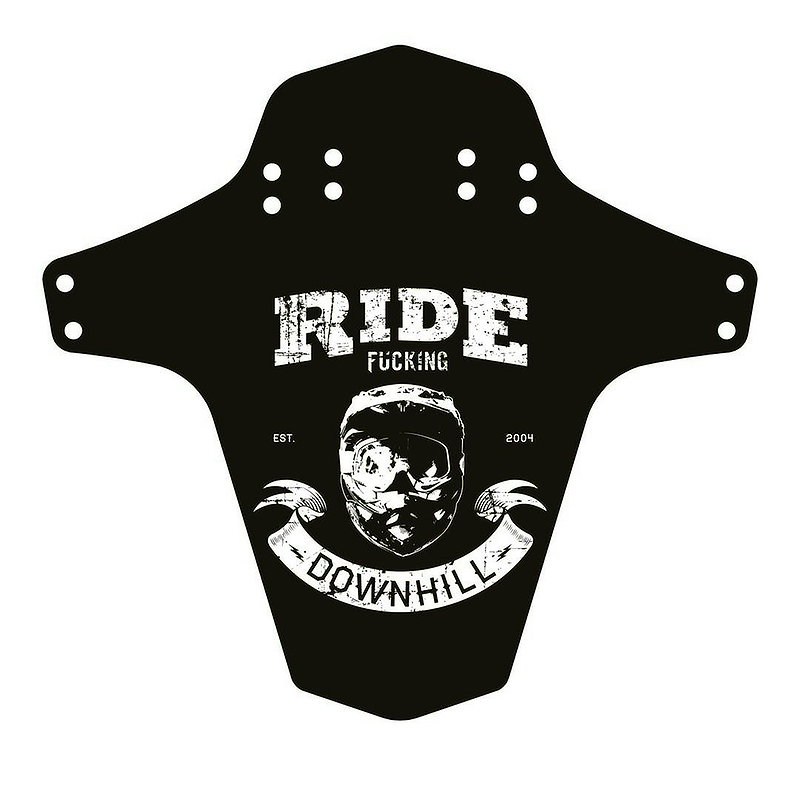 Reverse Spritzschutz "Ride Fucking Downhill" schwarz/ weiß