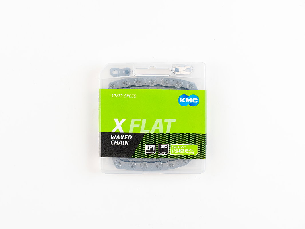KMC Fahrrad Kette X Flat WAXED 12-/13-fach silber 126 Glieder, 1/2" x 11/128"