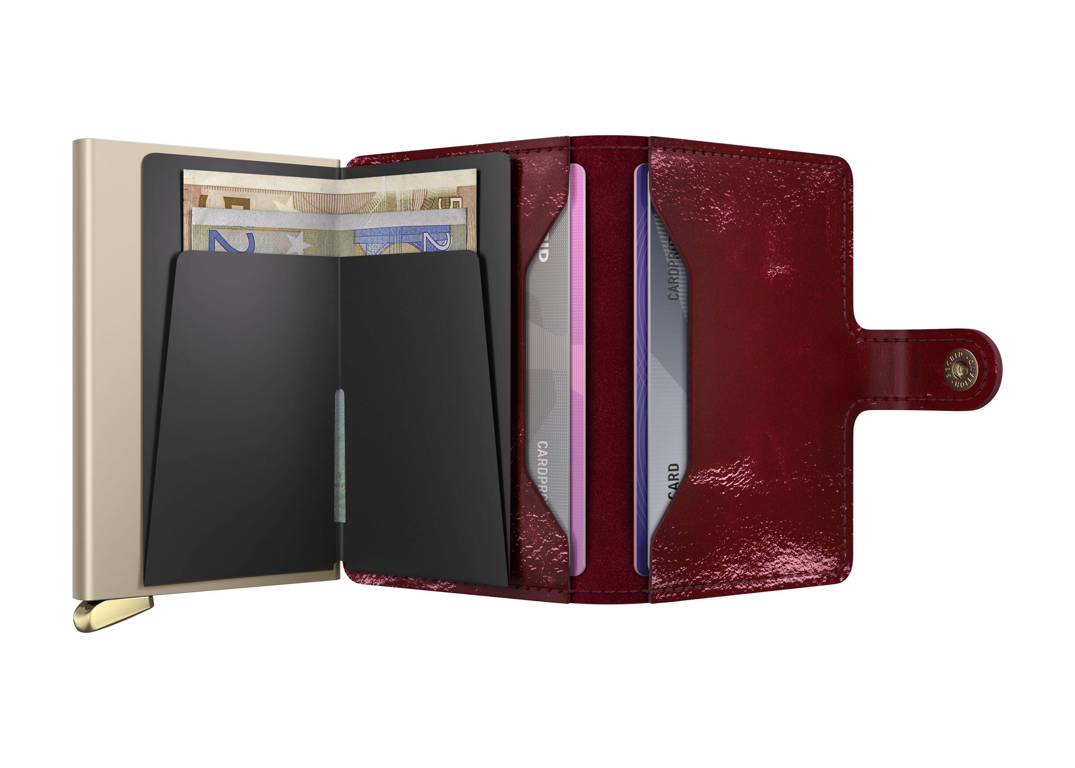 Secrid Miniwallet Naplak Red+ – geöffnet