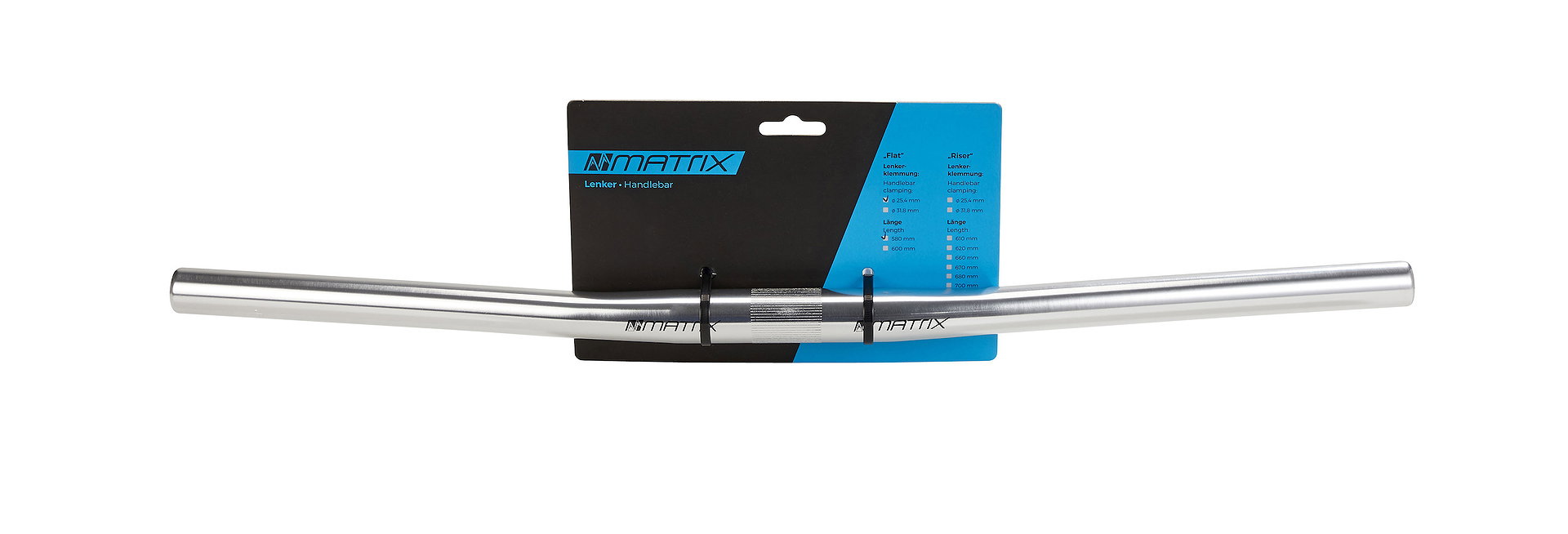 MATRIX MTB Lenker Flat HB5 580 mm silber 9° 0 mm 25,4 mm
