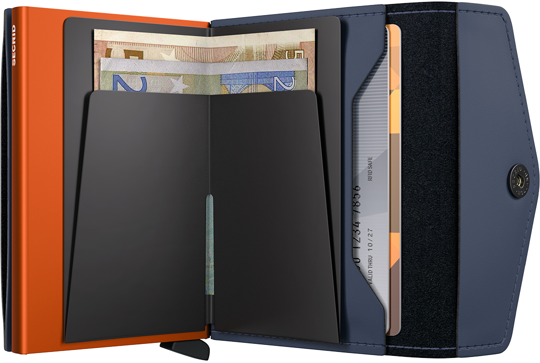 Secrid Envelope Matte Nightblue & Orange – geöffnet