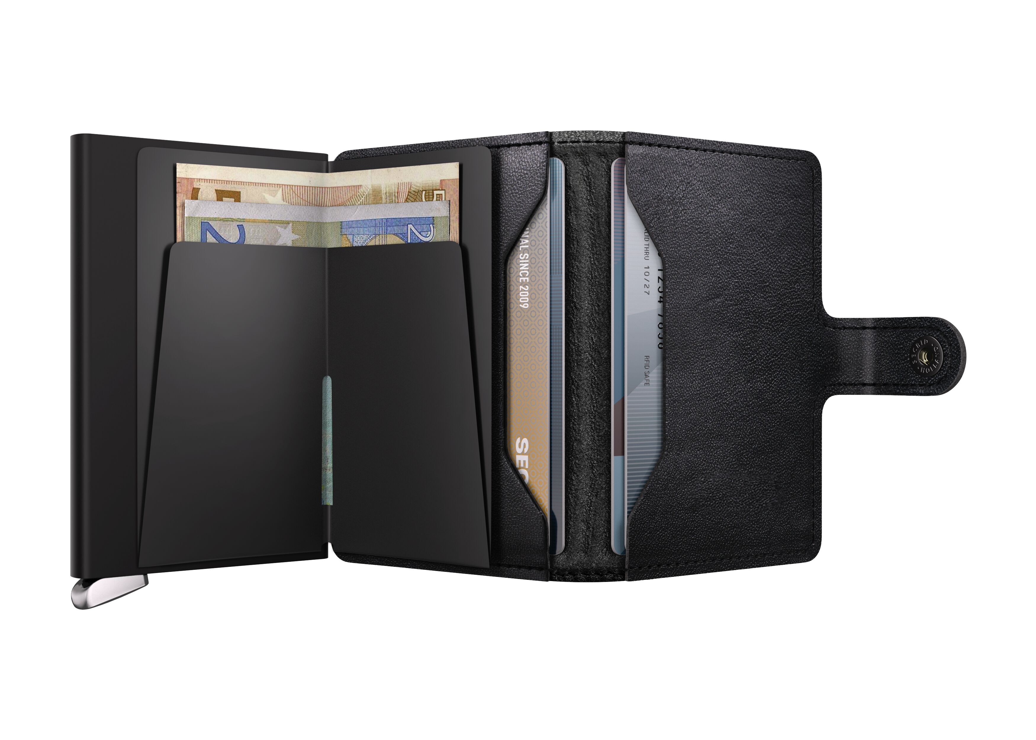 Secrid Miniwallet Emboss Lines Black+ – geöffnet