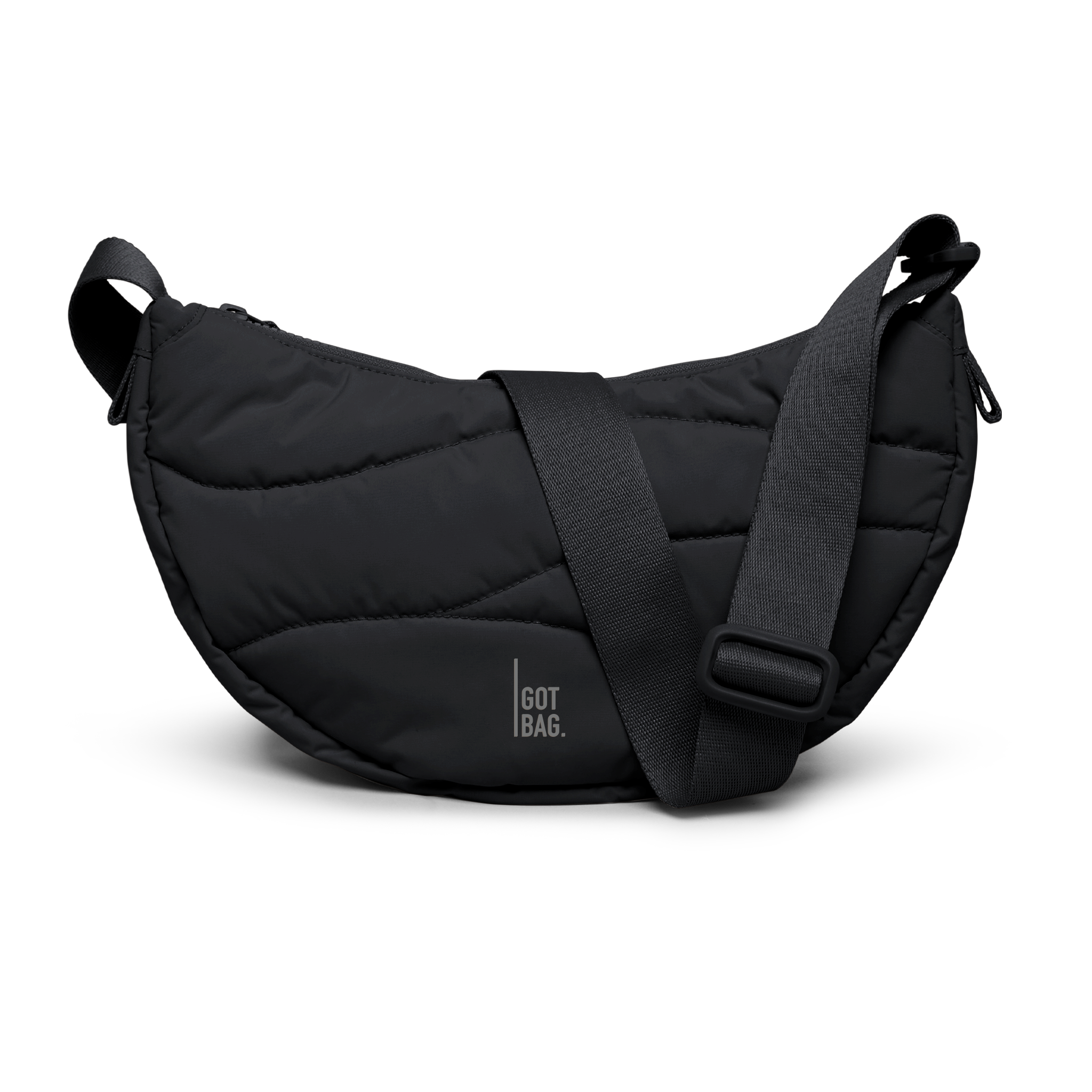 GOT BAG Wavy Puffer Moon Bag Black