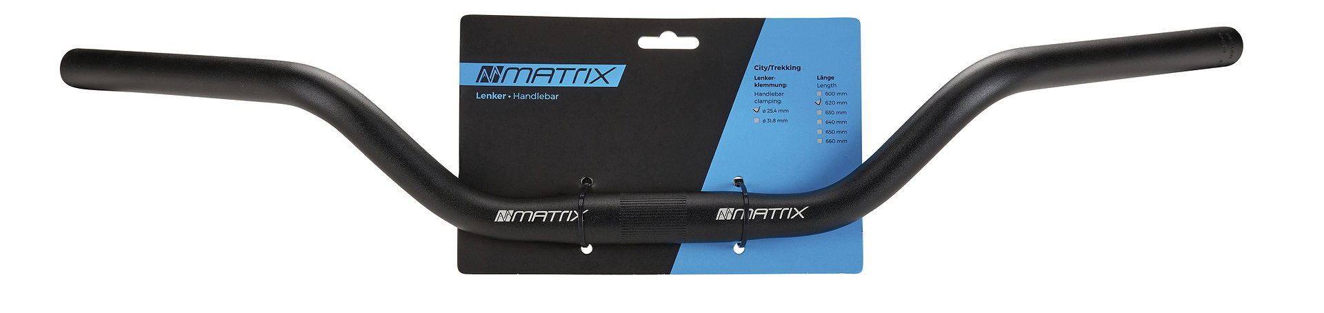 MATRIX City-/Trekking Lenkerbügel HB8 620 mm schwarz-matt 50° 70 mm 25,4 mm