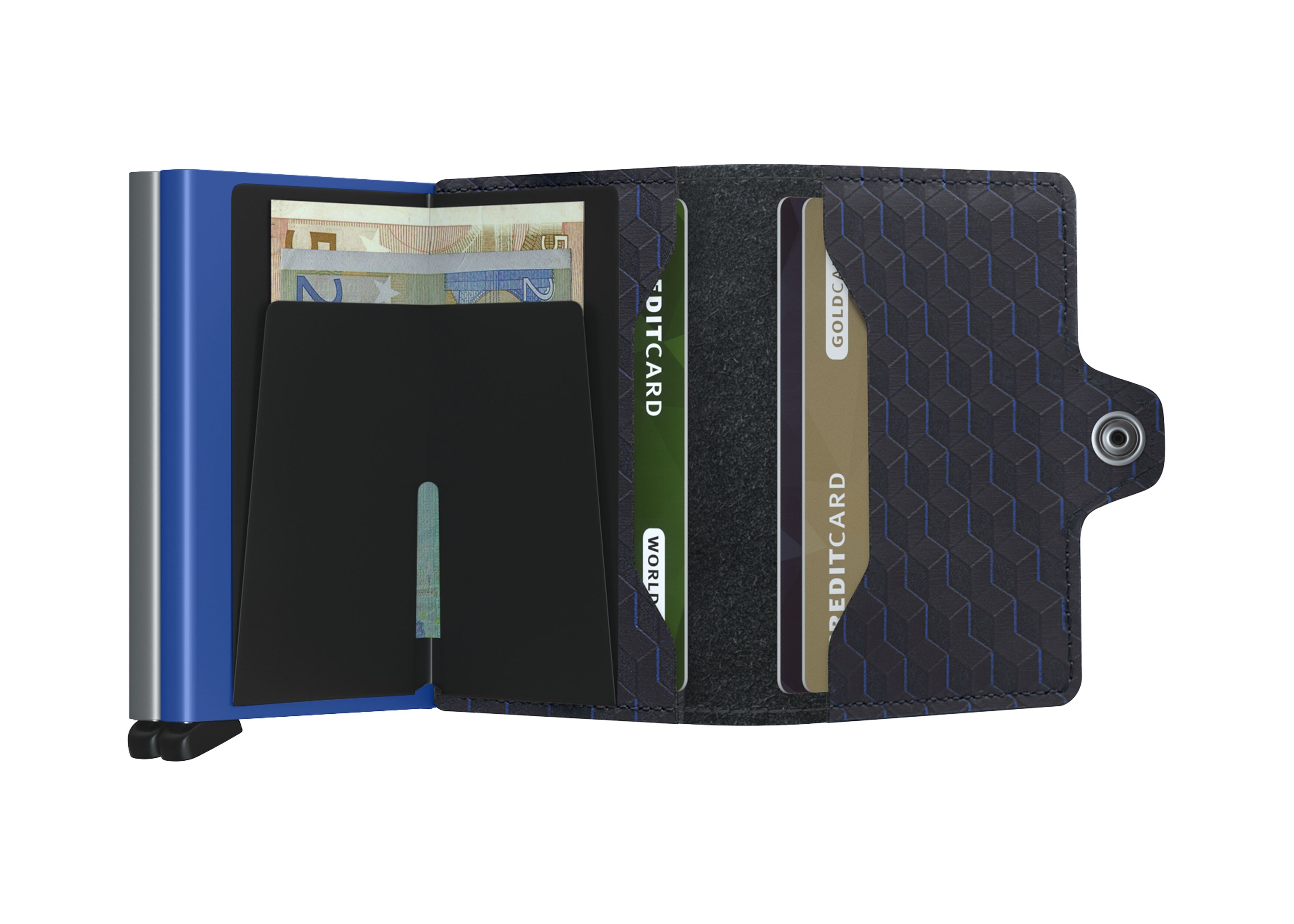 Secrid Twinwallet Optical Titanium-Blue – geöffnet