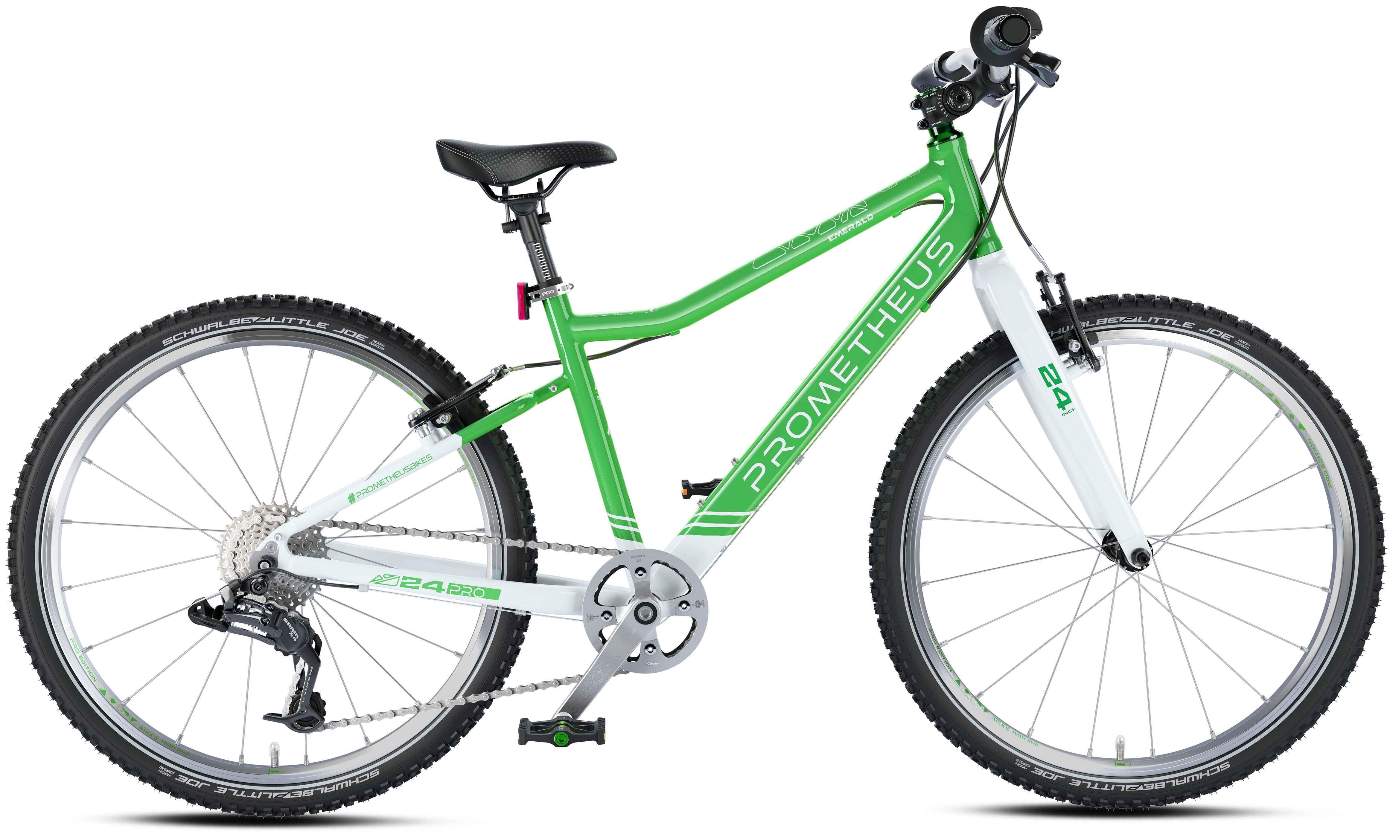 Prometheus PRO 24 Zoll Kinderfahrrad Grün/Weiß (Emerald) – Detail
