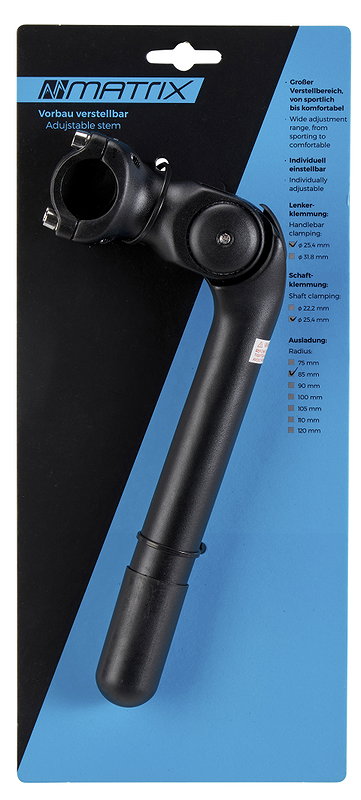 MATRIX Vorbau ST5 Alu 80 mm schwarz-matt 25,4 mm 25,4 mm 0- +60°