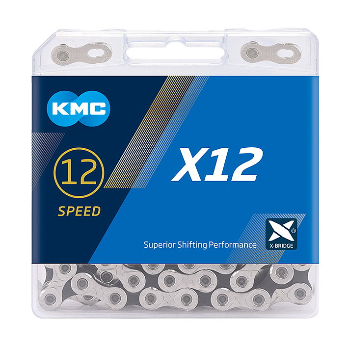 KMC Fahrrad Kette X12 12-fach silber 126 Glieder, 1/2" x 11/128"