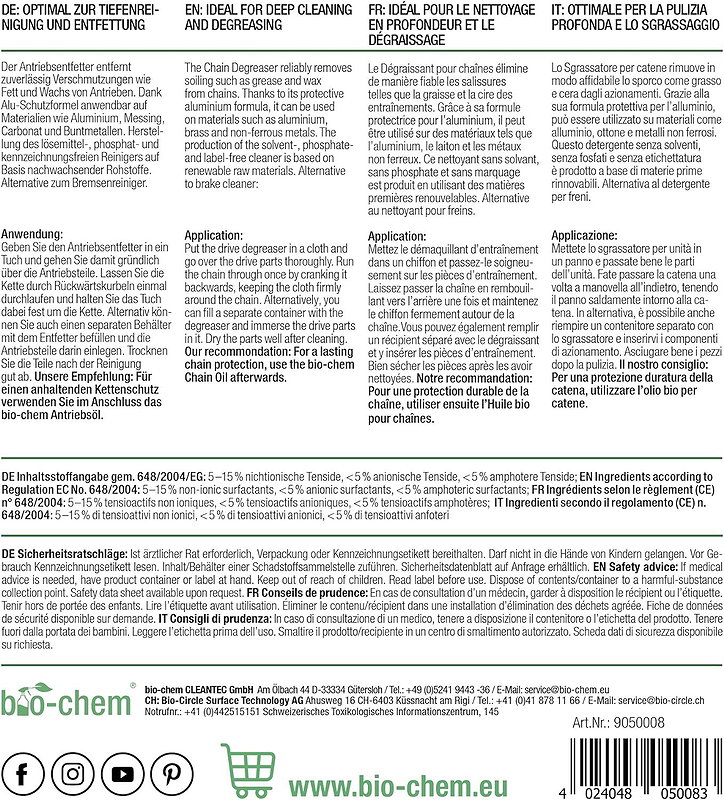 bio-chem Kettenreiniger Antriebsentfetter 750 ml Sprühflasche