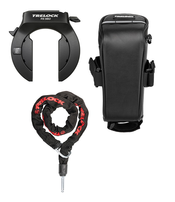 TRELOCK Rahmenschloss RS 560 P-O-C NAZ inkl. Kette ZR 355 (100 cm) und Tasche 58 mm (Stan