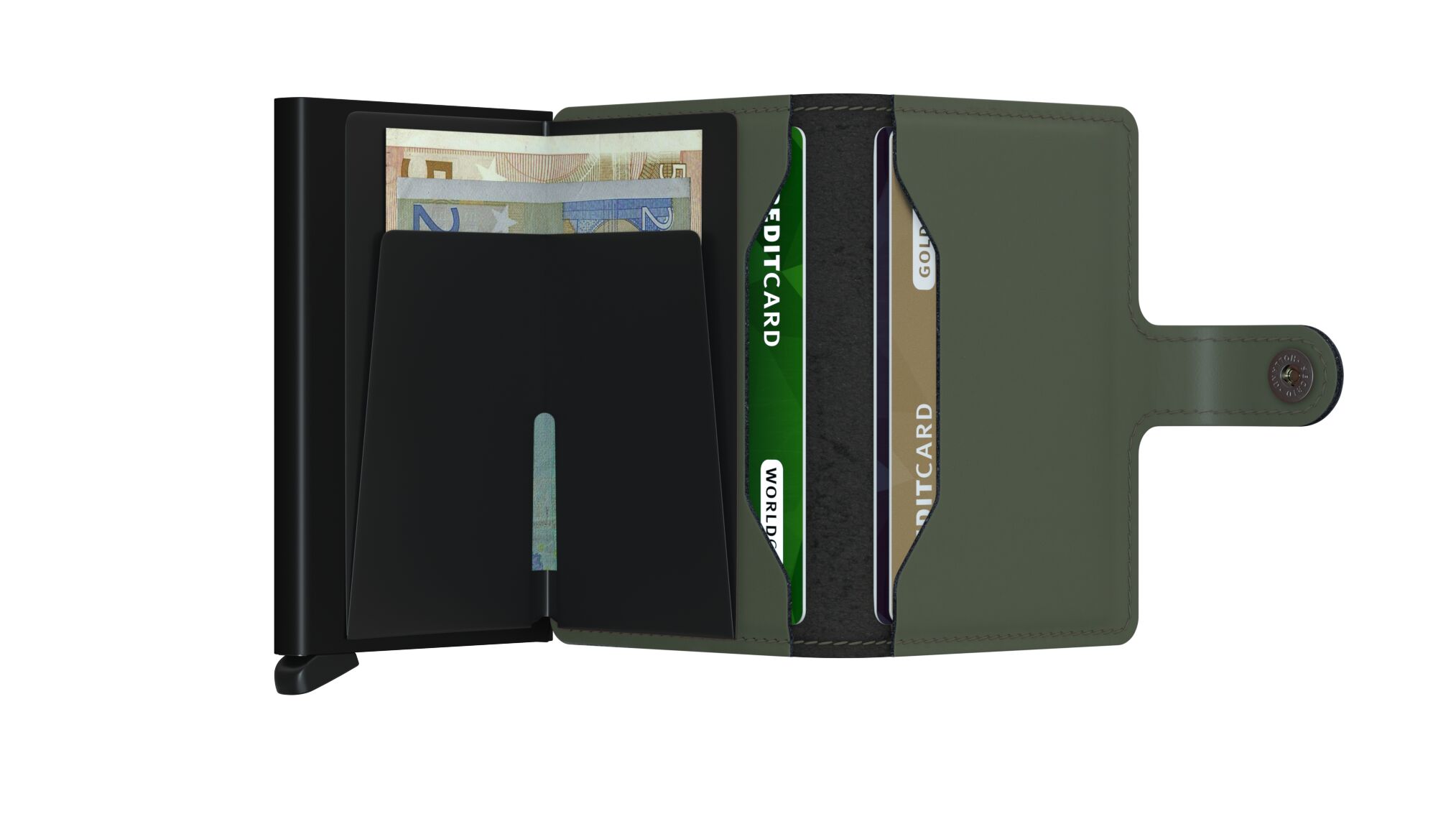 Secrid Miniwallet Matte Green-Black – geöffnet