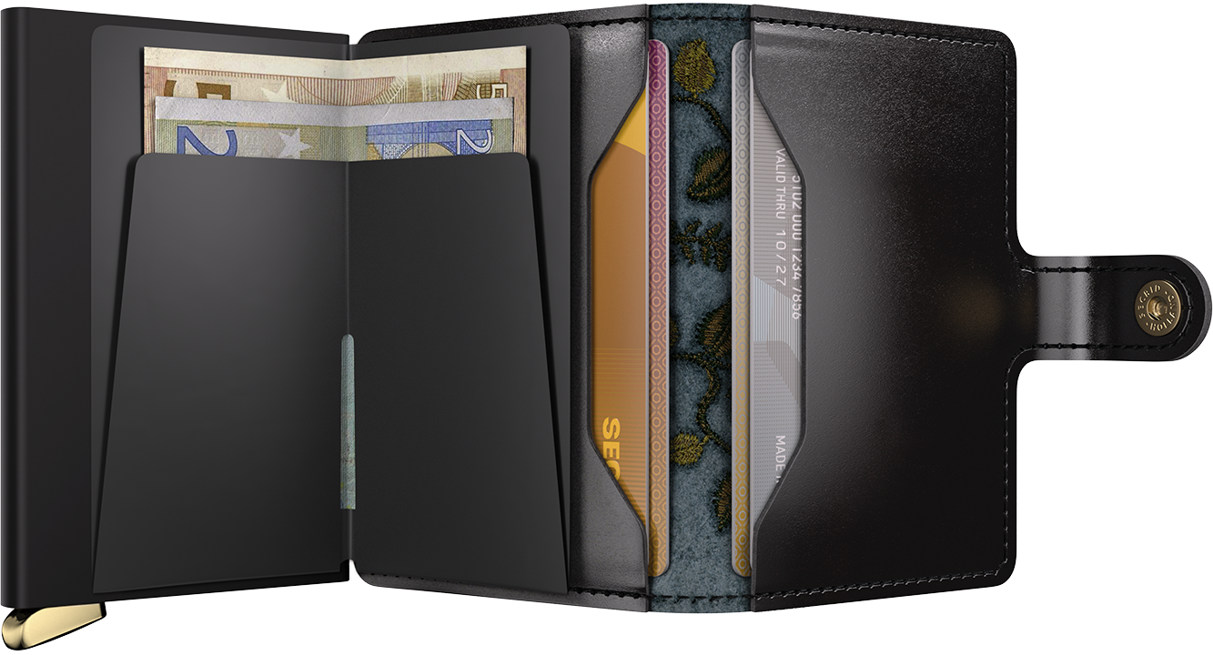 Secrid Miniwallet Stitch Floral Black+ – geöffnet