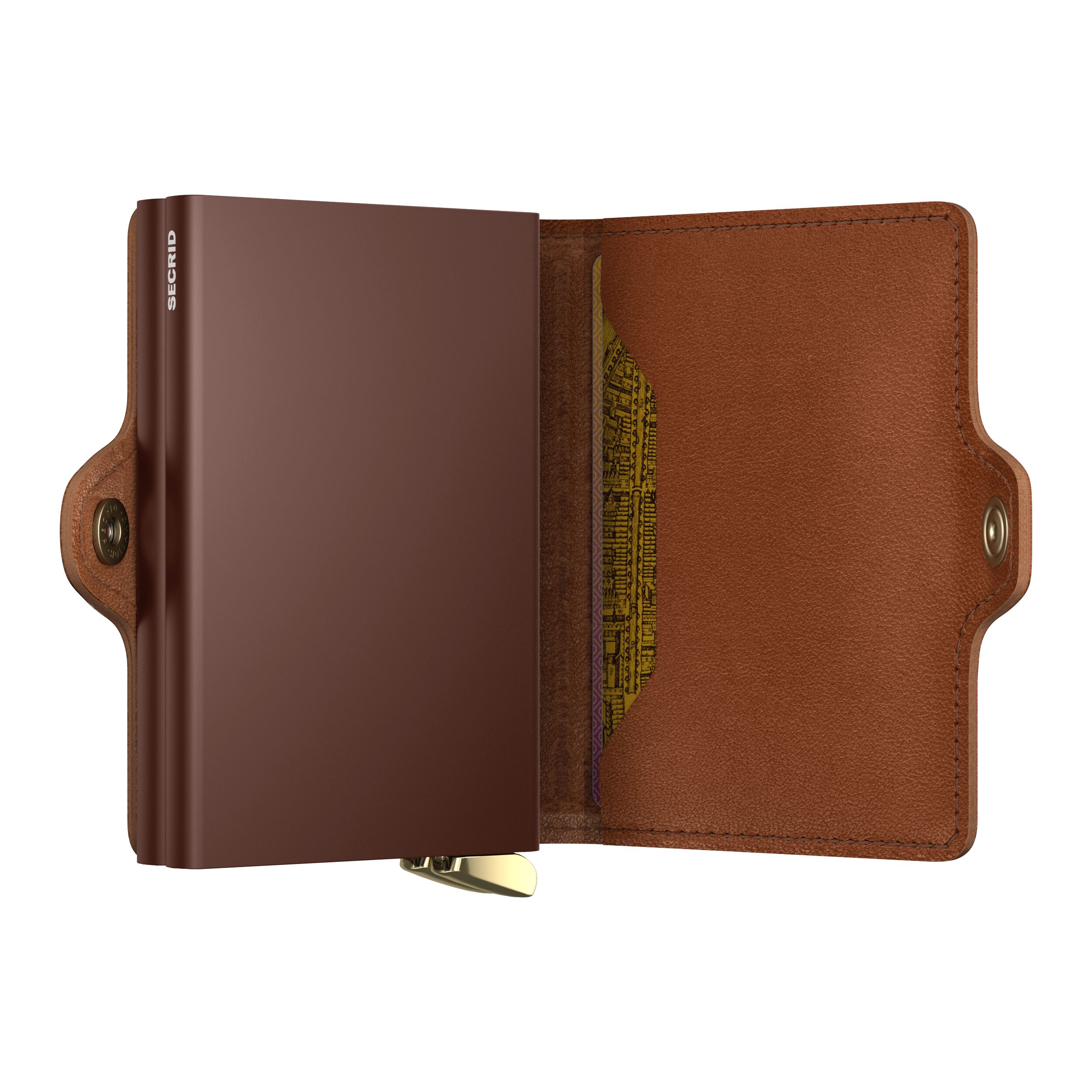 Secrid Twinwallet Emboss Lines Cognac+ – Schrägansicht
