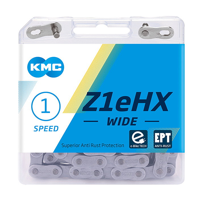 KMC E-Bike Kette Z1eHX Wide EPT Nabenschaltung silber 112 Glieder, 1/2" x 1/8"