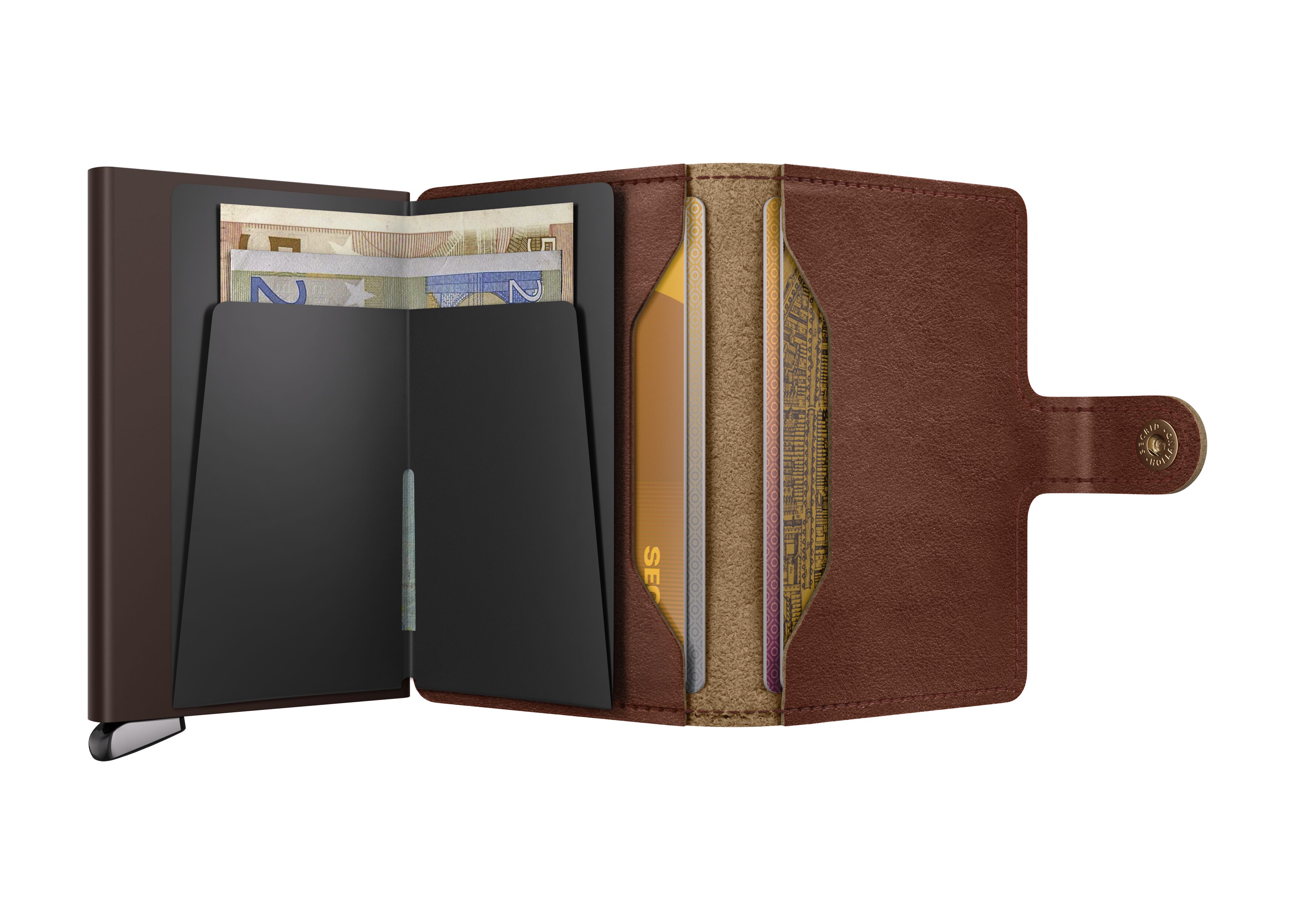 Secrid Miniwallet Basco Whiskey+ – geöffnet