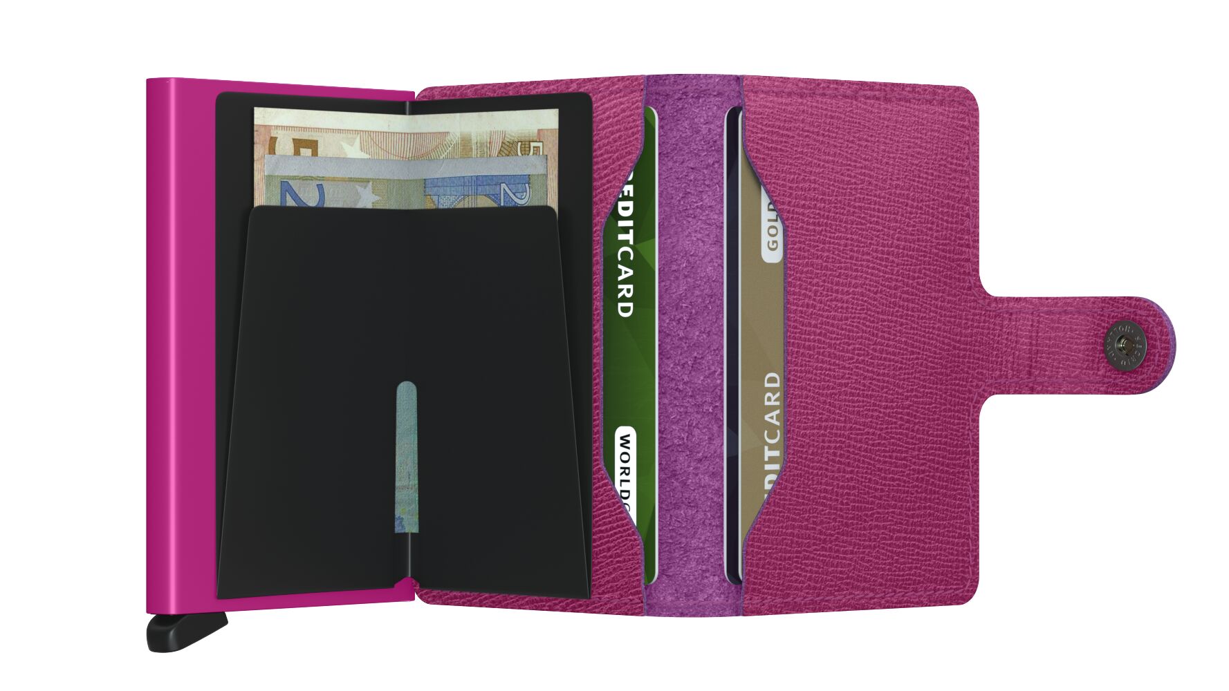 Secrid Miniwallet Crisple Fuchsia – geöffnet
