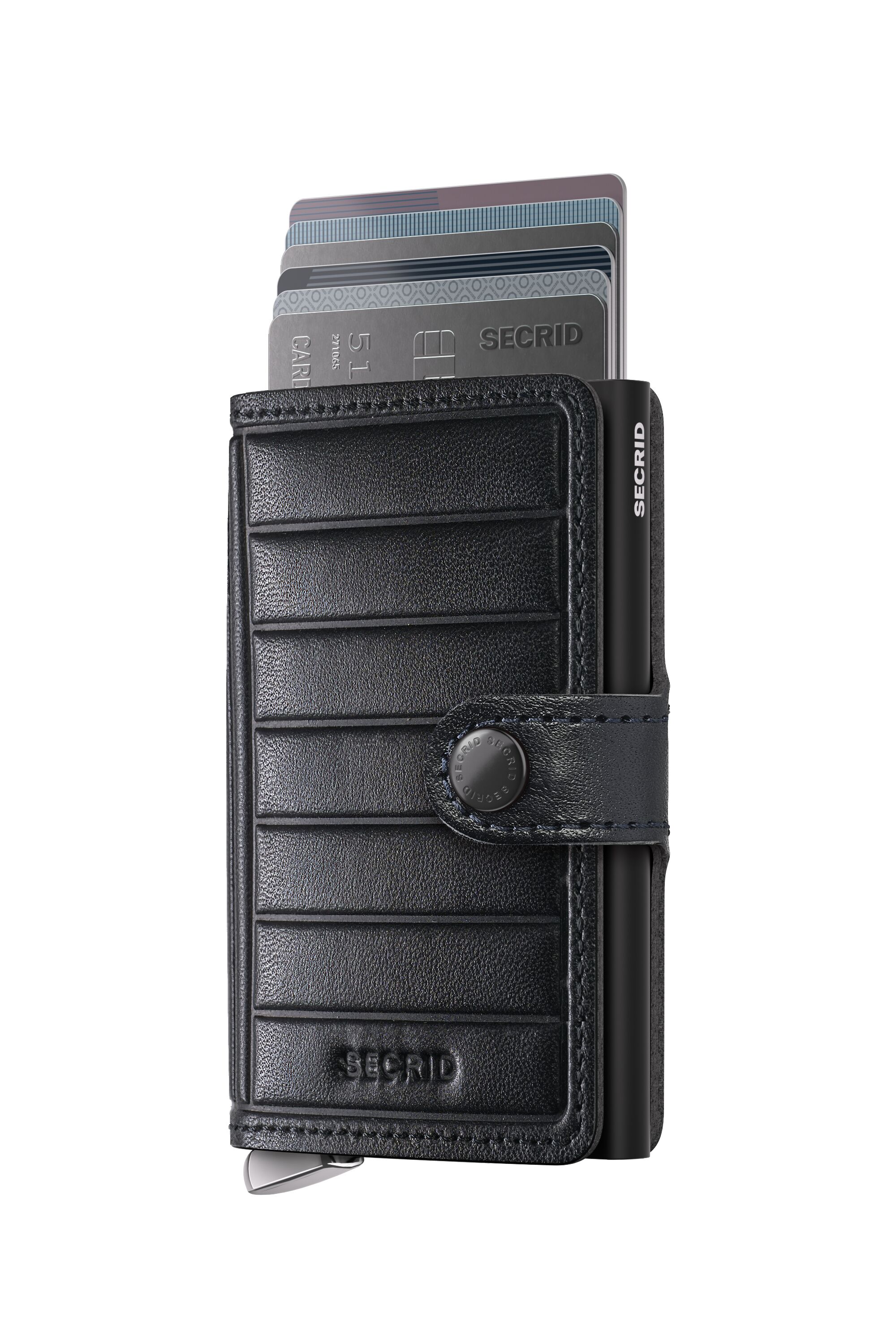 Secrid Miniwallet Emboss Lines Black+ – mit Karten