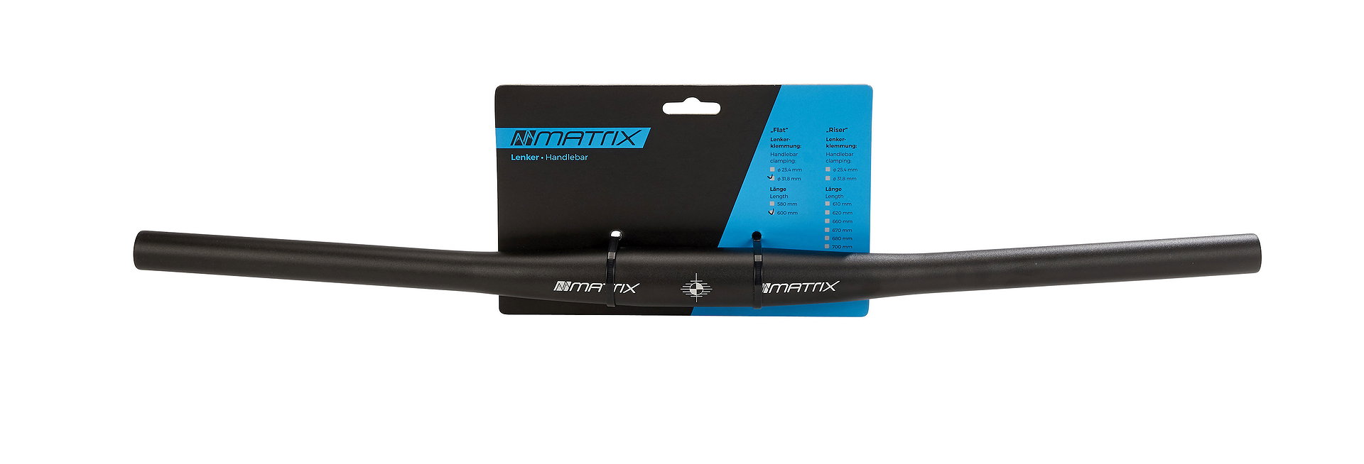 MATRIX MTB Lenker Flat HB6 600 mm schwarz-matt 9° 0 mm 31,8 mm