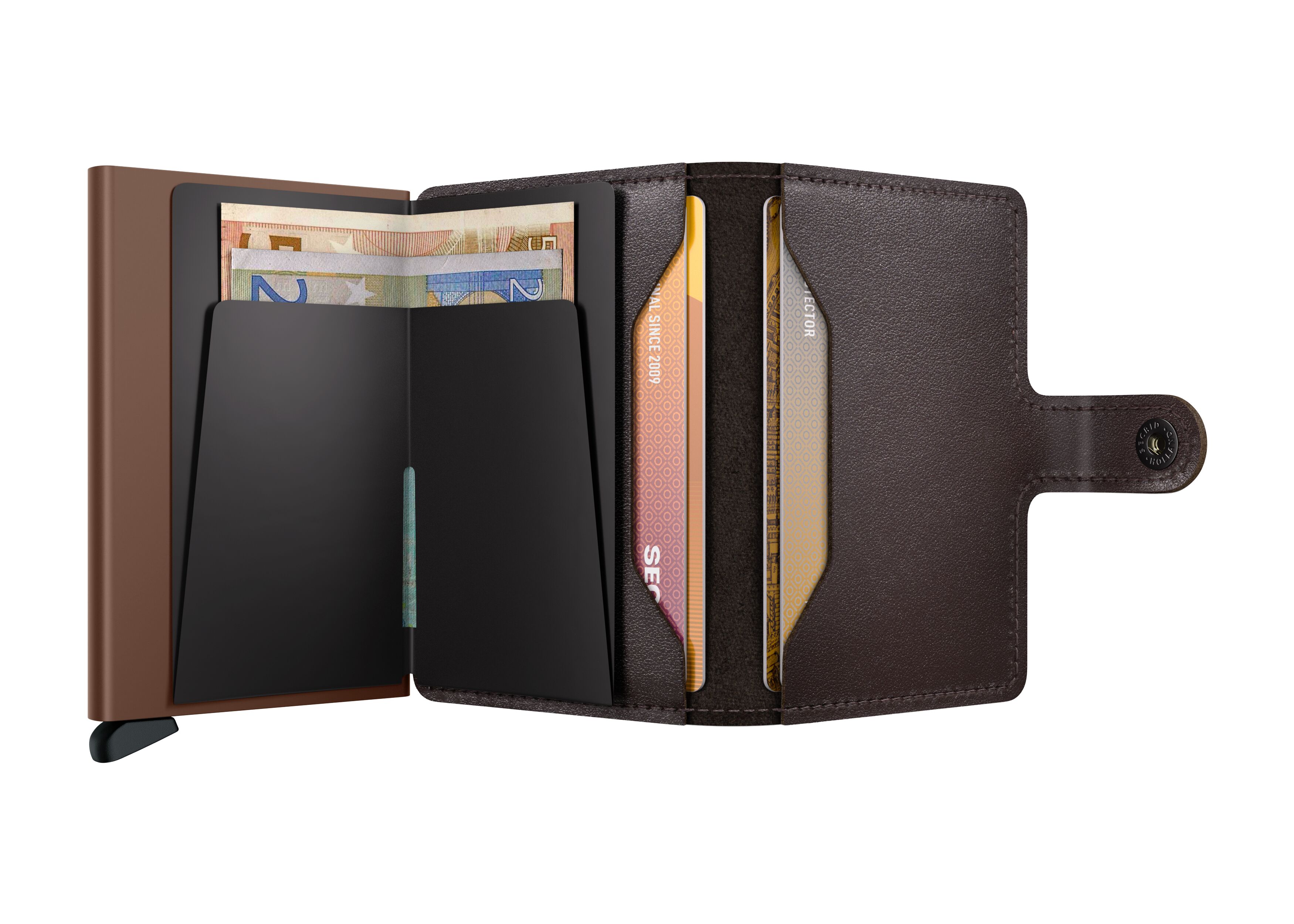 Secrid Miniwallet Original Chocolate – geöffnet