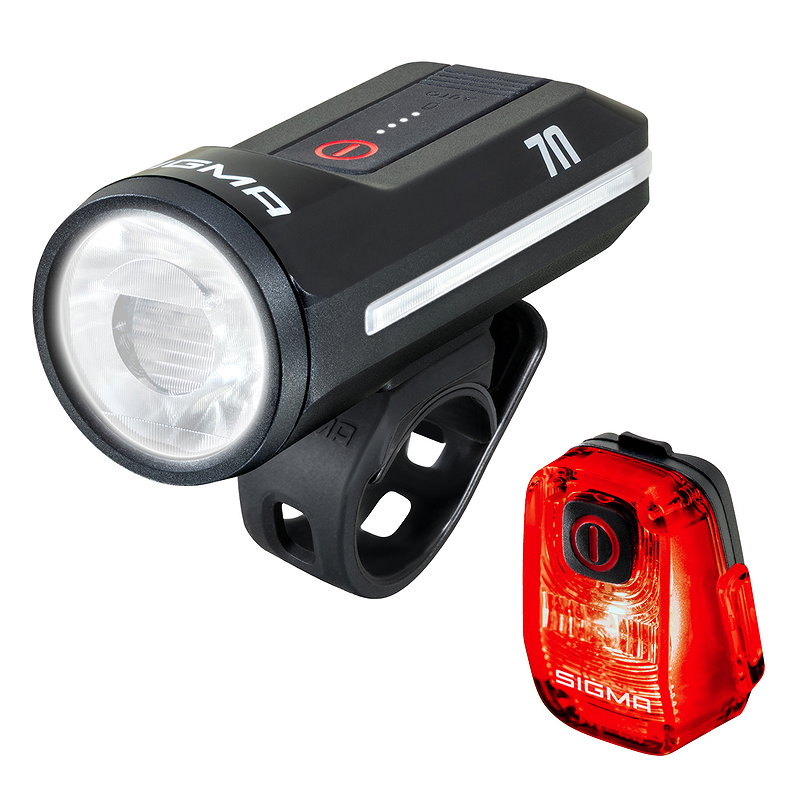 SIGMA LED Akkuleuchten Set Aura 70 + Hiro 10 schwarz 70 Lux 17775