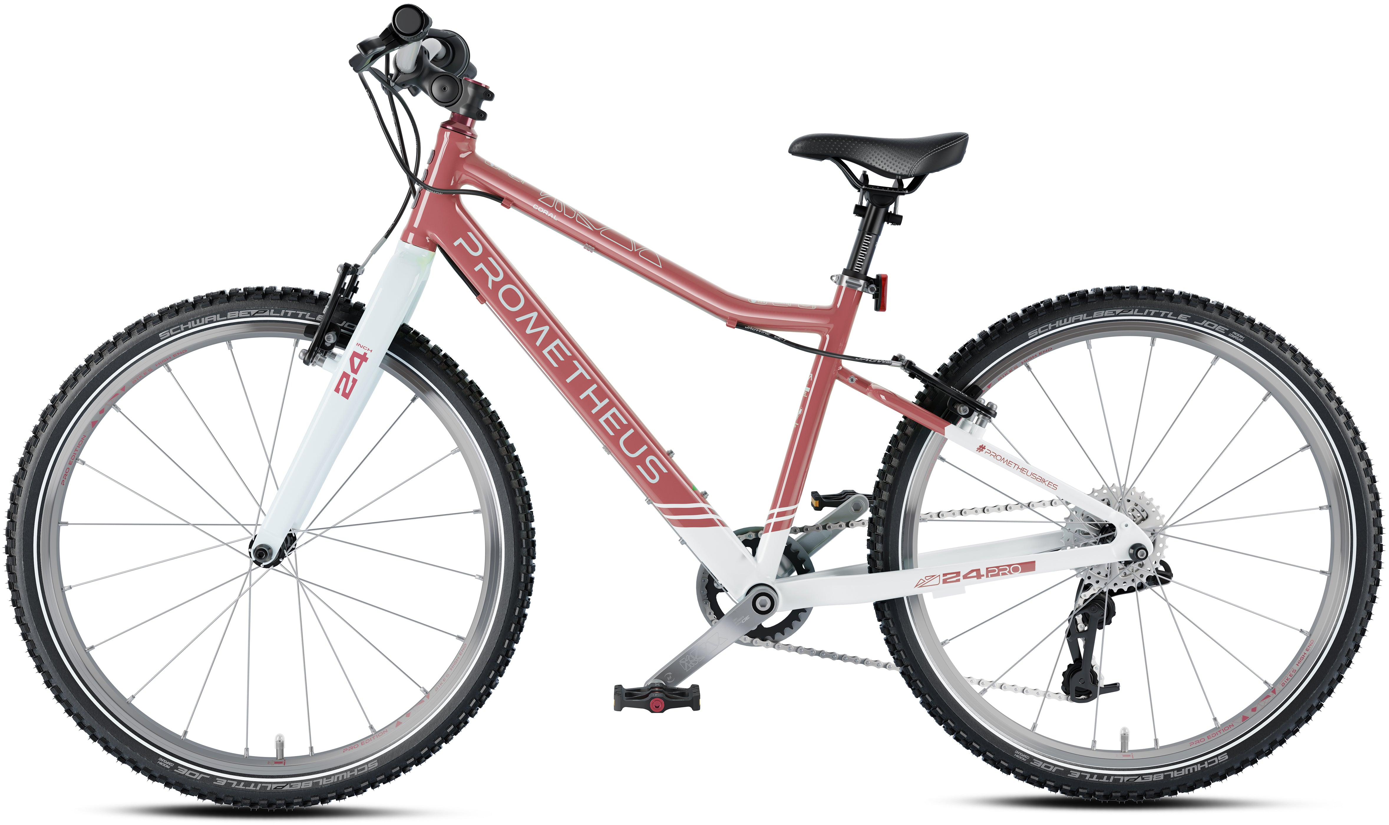 Prometheus PRO 24 Zoll Kinderfahrrad Koralle/Weiß (Coral) – Detail 2