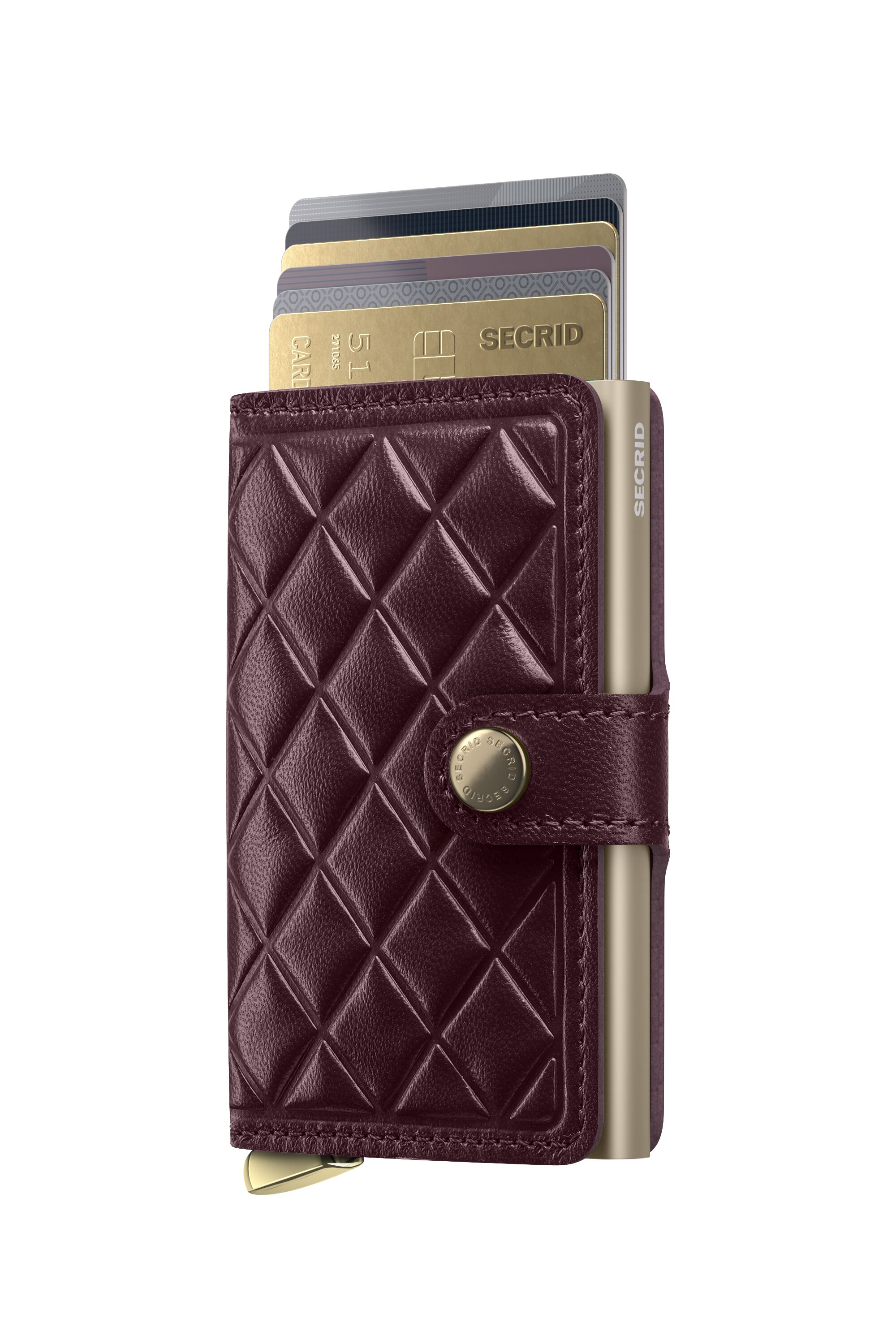 Secrid Miniwallet Emboss Diamond Bordeaux+ – mit Karten