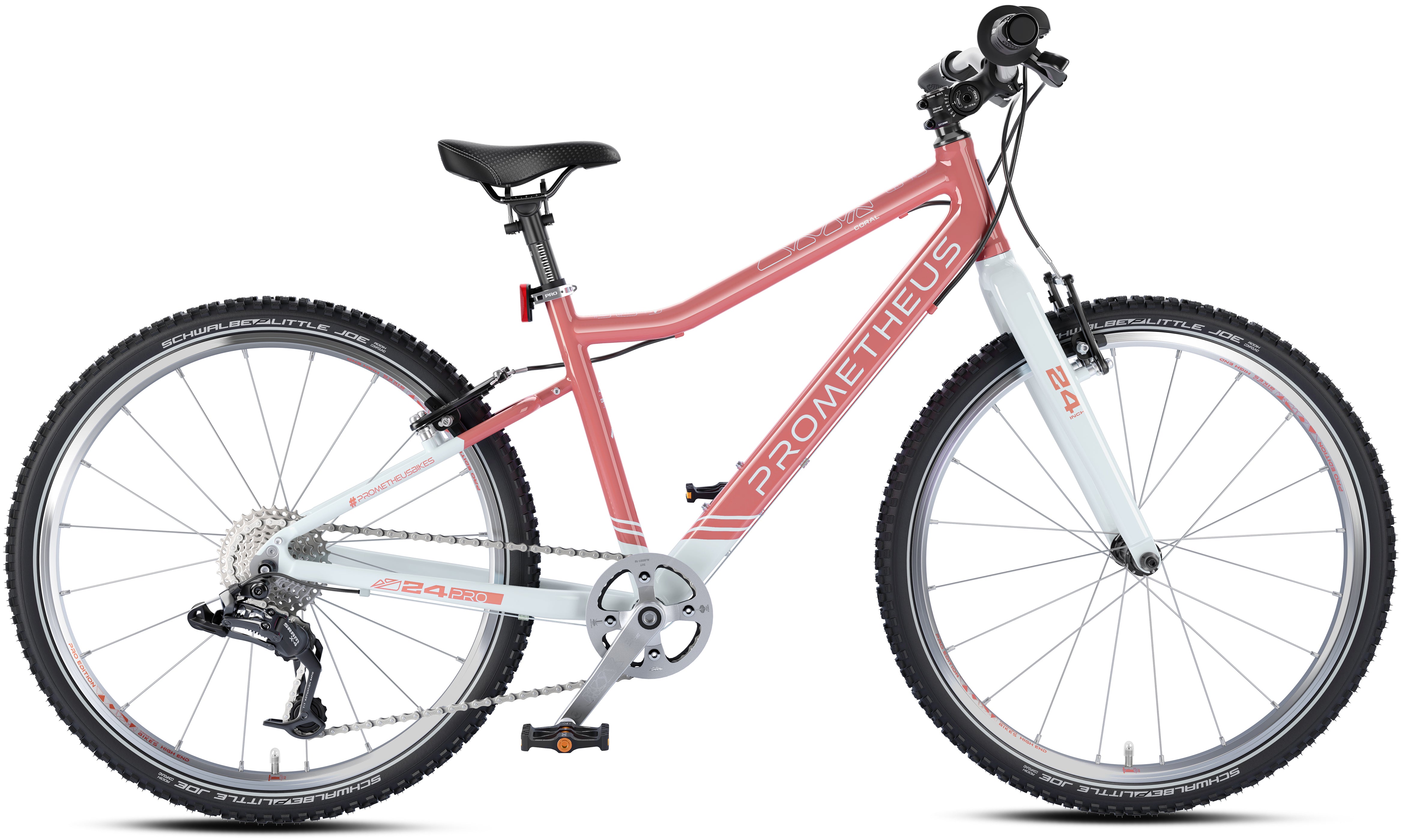 Prometheus PRO 24 Zoll Kinderfahrrad Koralle/Weiß (Coral) – Detail