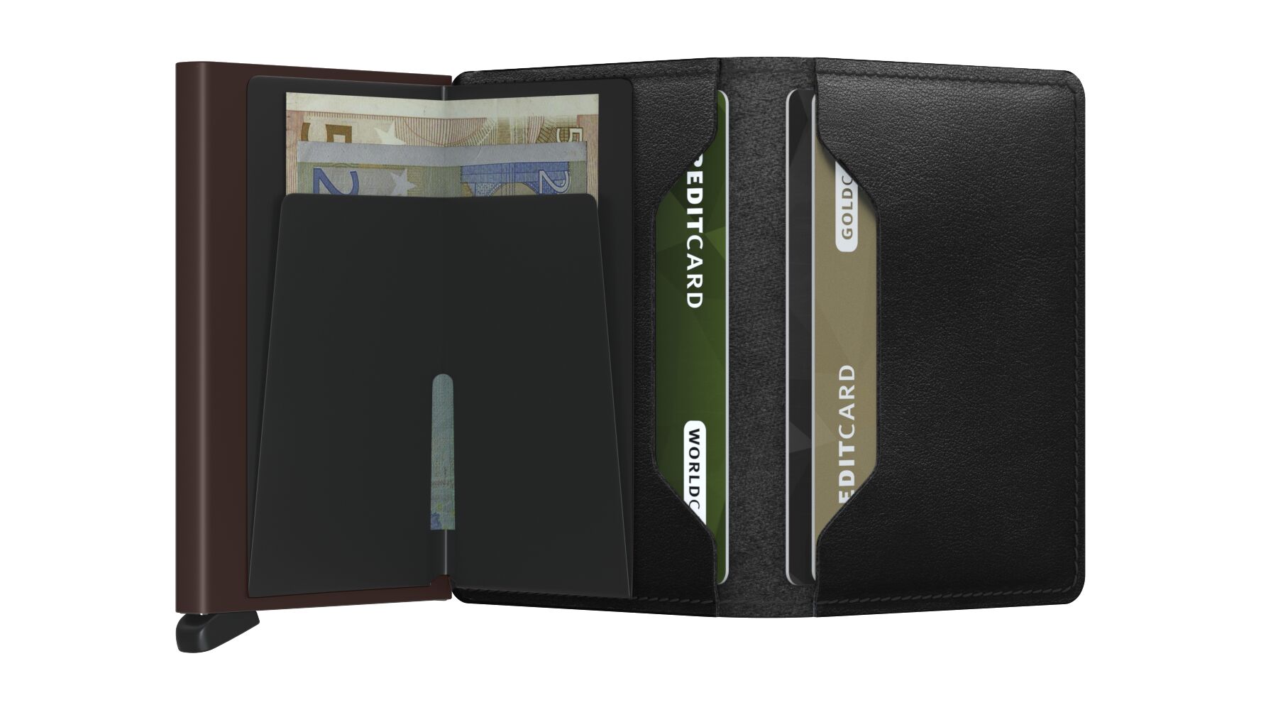 Secrid Slimwallet Original Black-Brown – geöffnet