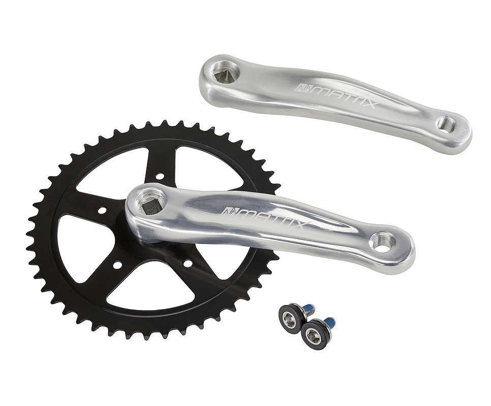 MATRIX Kettenradgarnitur Alu 4-kant für City Rad 46 Zähne silber polish 170 mm Montageverpackung