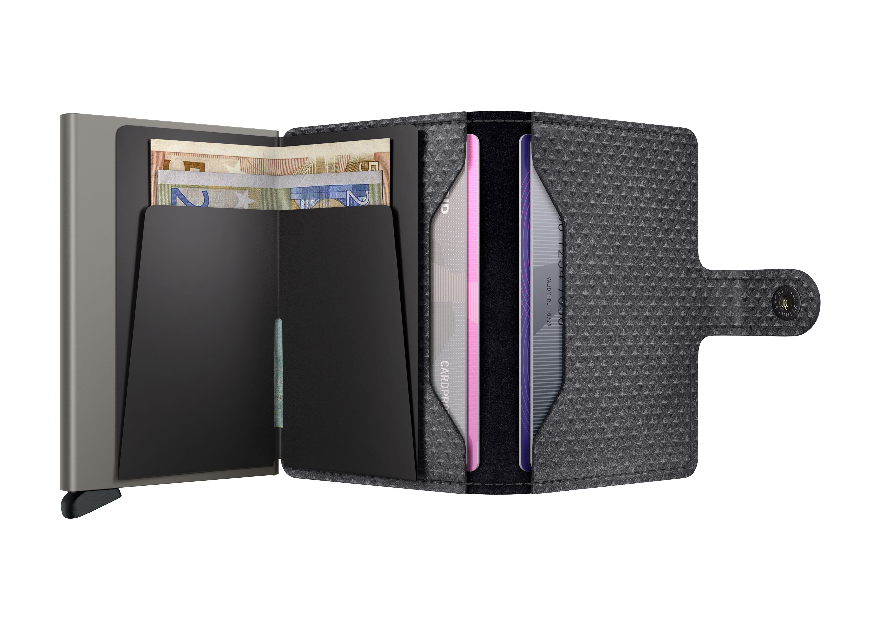 Secrid Miniwallet Pyramid Grey – geöffnet