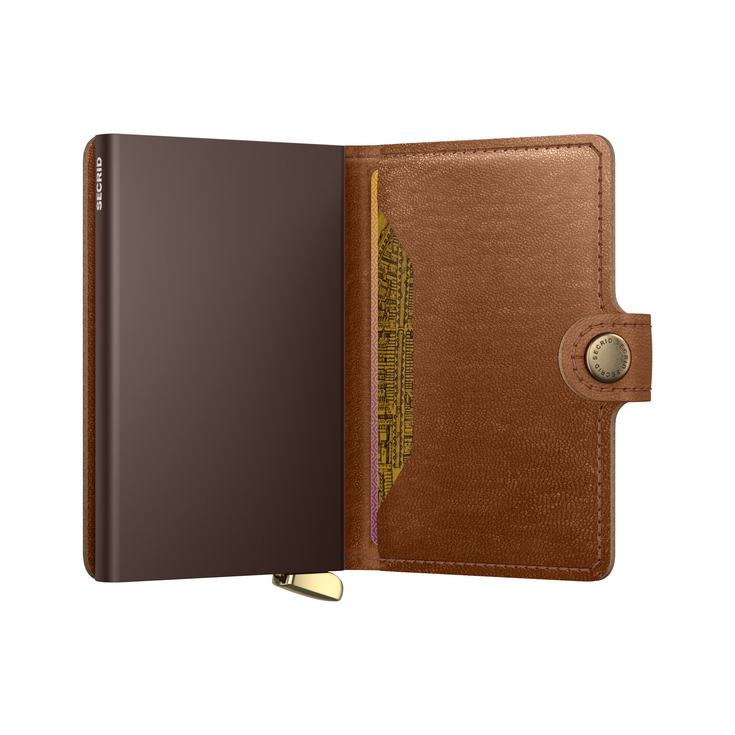 Secrid Miniwallet Emboss Lines Cognac+ – Schrägansicht