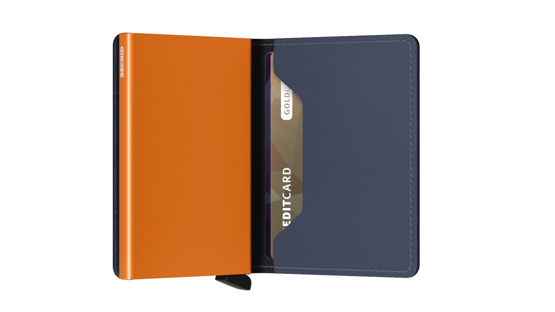 Secrid Slimwallet Matte Nightblue & Orange – Schrägansicht